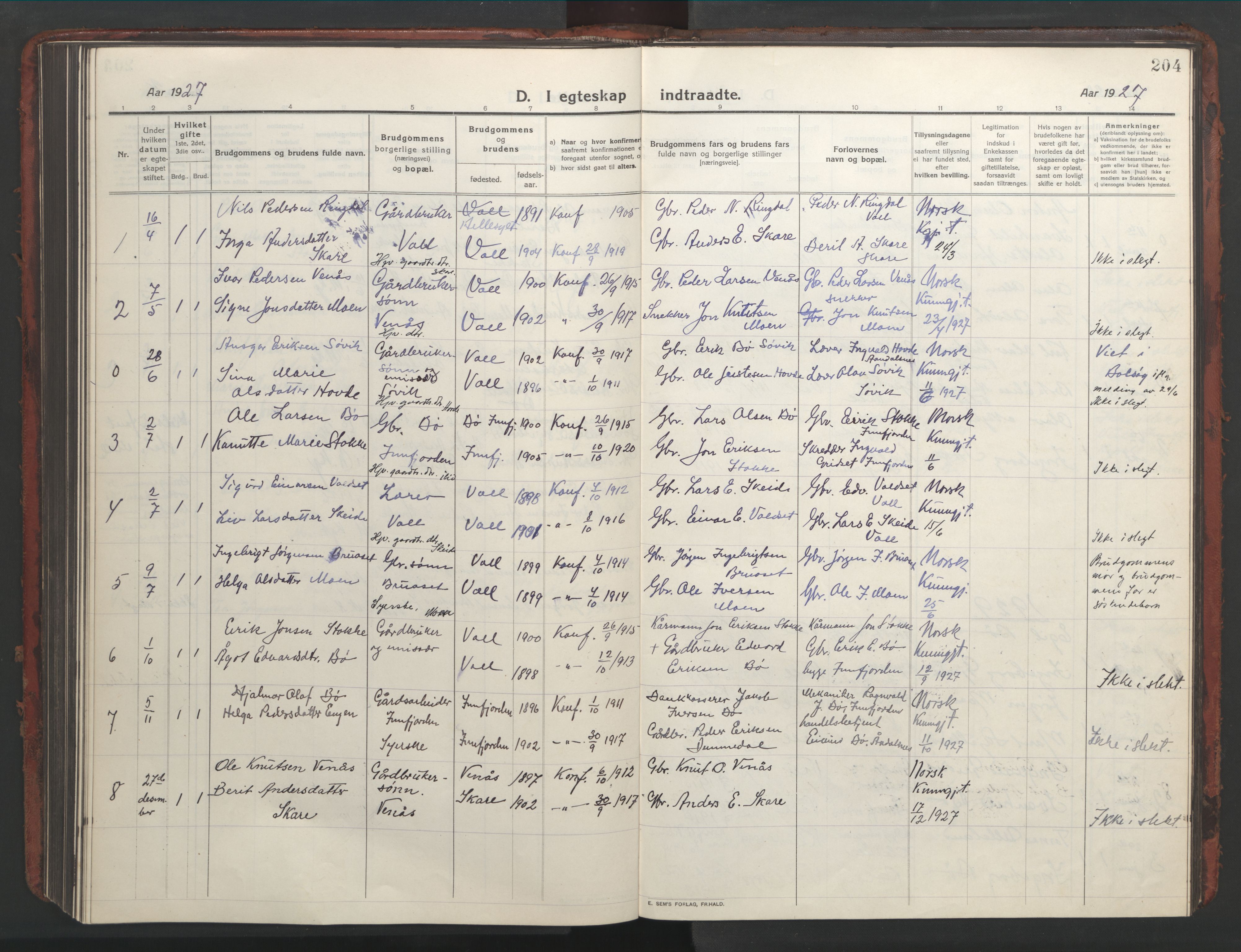 Ministerialprotokoller, klokkerbøker og fødselsregistre - Møre og Romsdal, AV/SAT-A-1454/543/L0565: Klokkerbok nr. 543C03, 1916-1955, s. 204