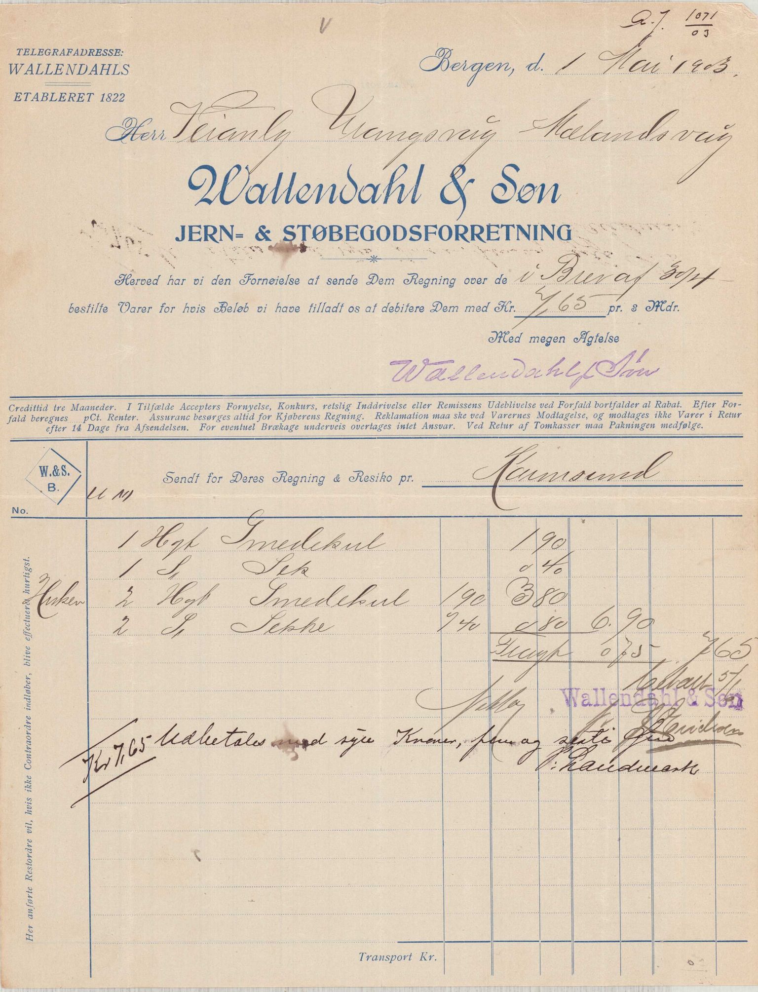 Finnaas kommune. Formannskapet, IKAH/1218a-021/E/Ea/L0002/0002: Rekneskap for veganlegg / Rekneskap for veganlegget Urangsvåg - Mælandsvåg, 1901-1903, s. 141