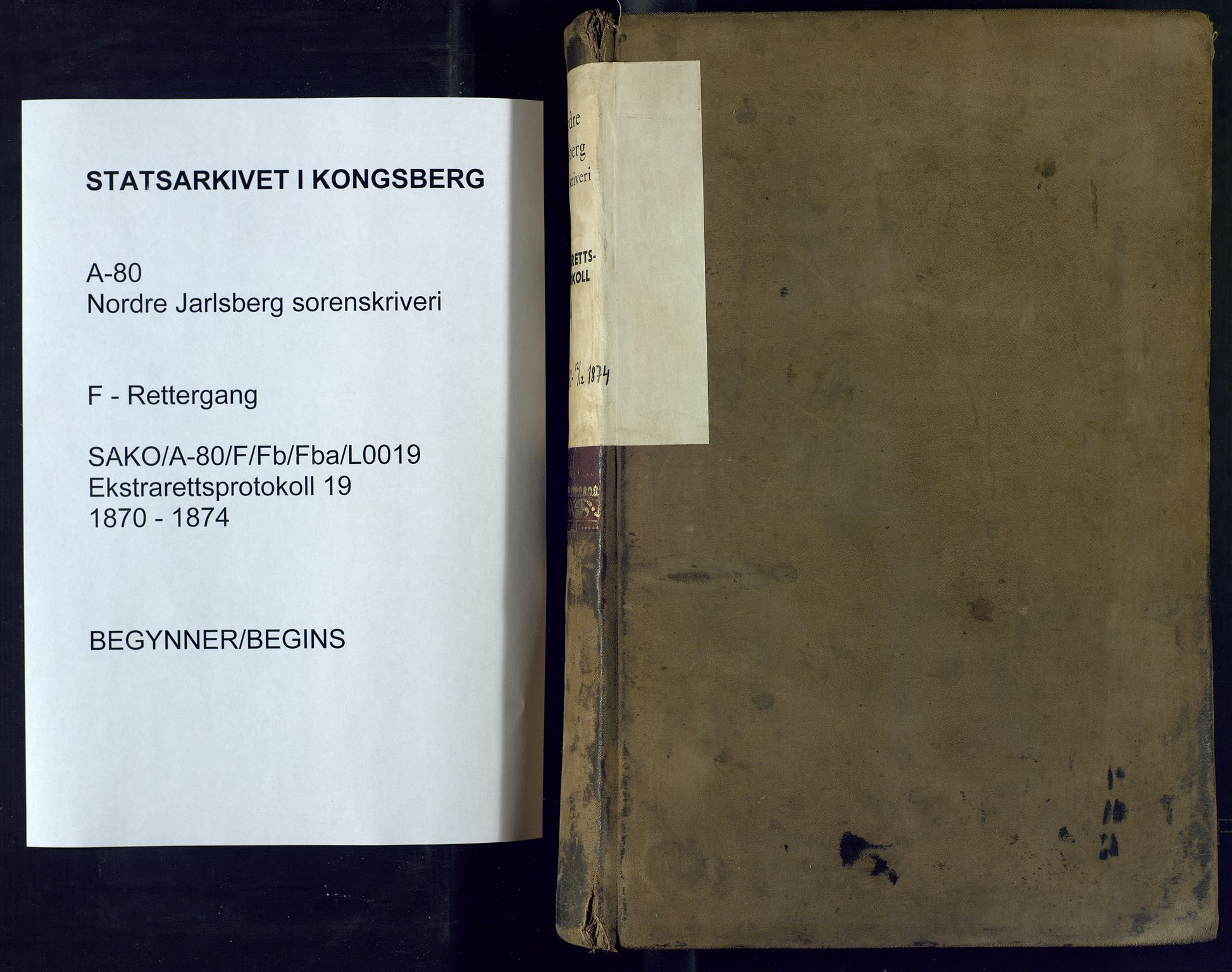 Nordre Jarlsberg sorenskriveri, AV/SAKO-A-80/F/Fb/Fba/L0019: Ekstrarettsprotokoll, 1870-1874