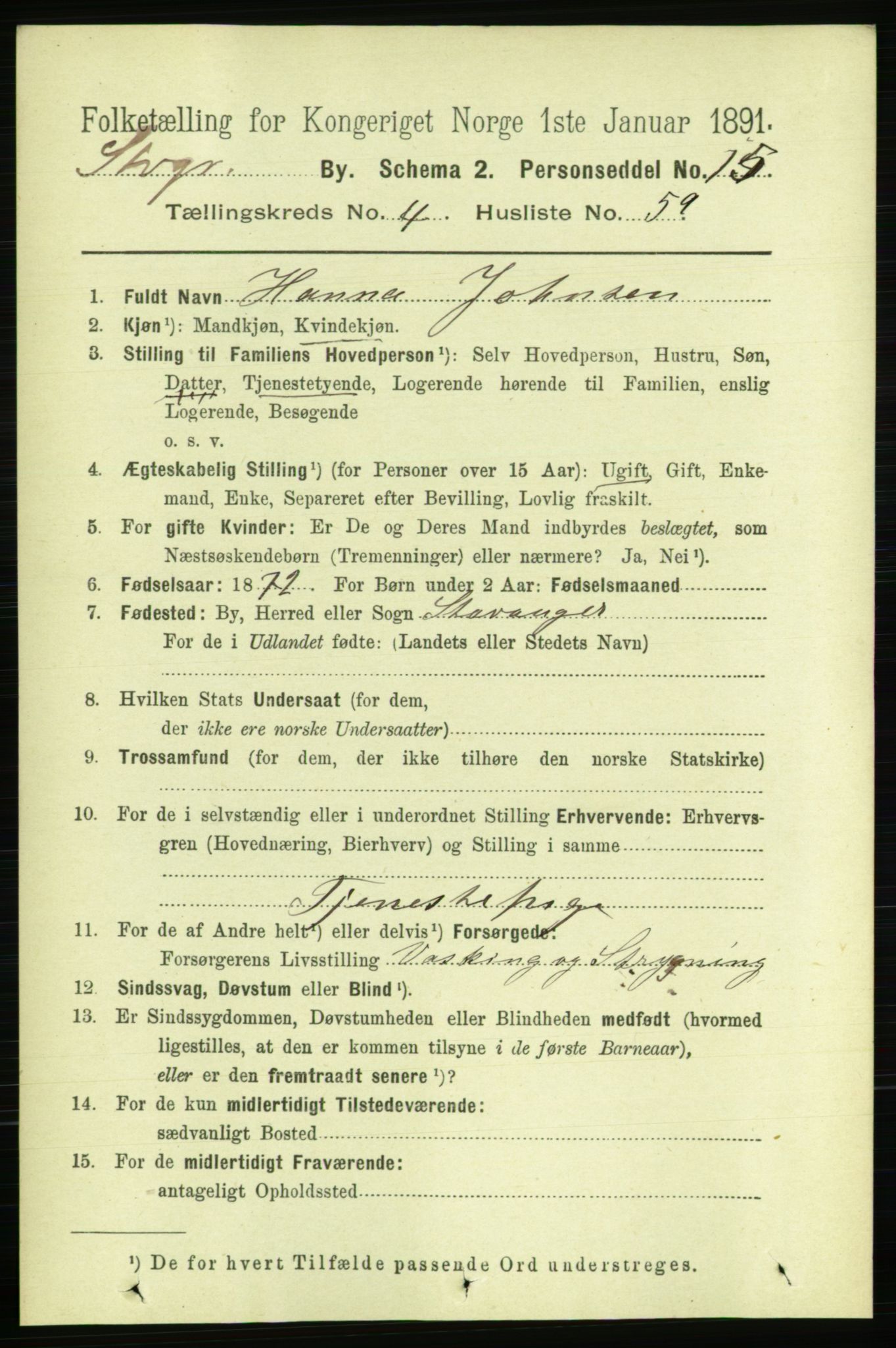 RA, Folketelling 1891 for 1103 Stavanger kjøpstad, 1891, s. 8278