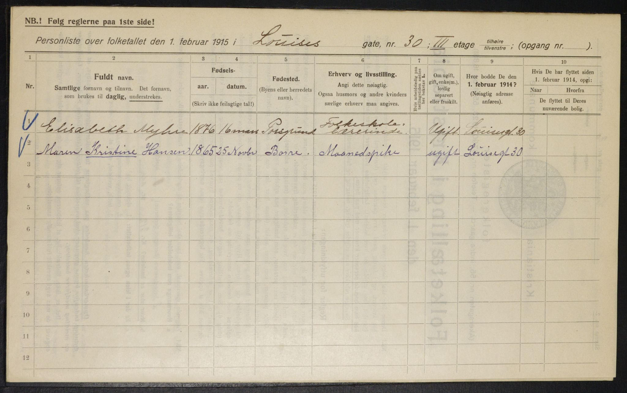 OBA, Kommunal folketelling 1.2.1915 for Kristiania, 1915, s. 57804