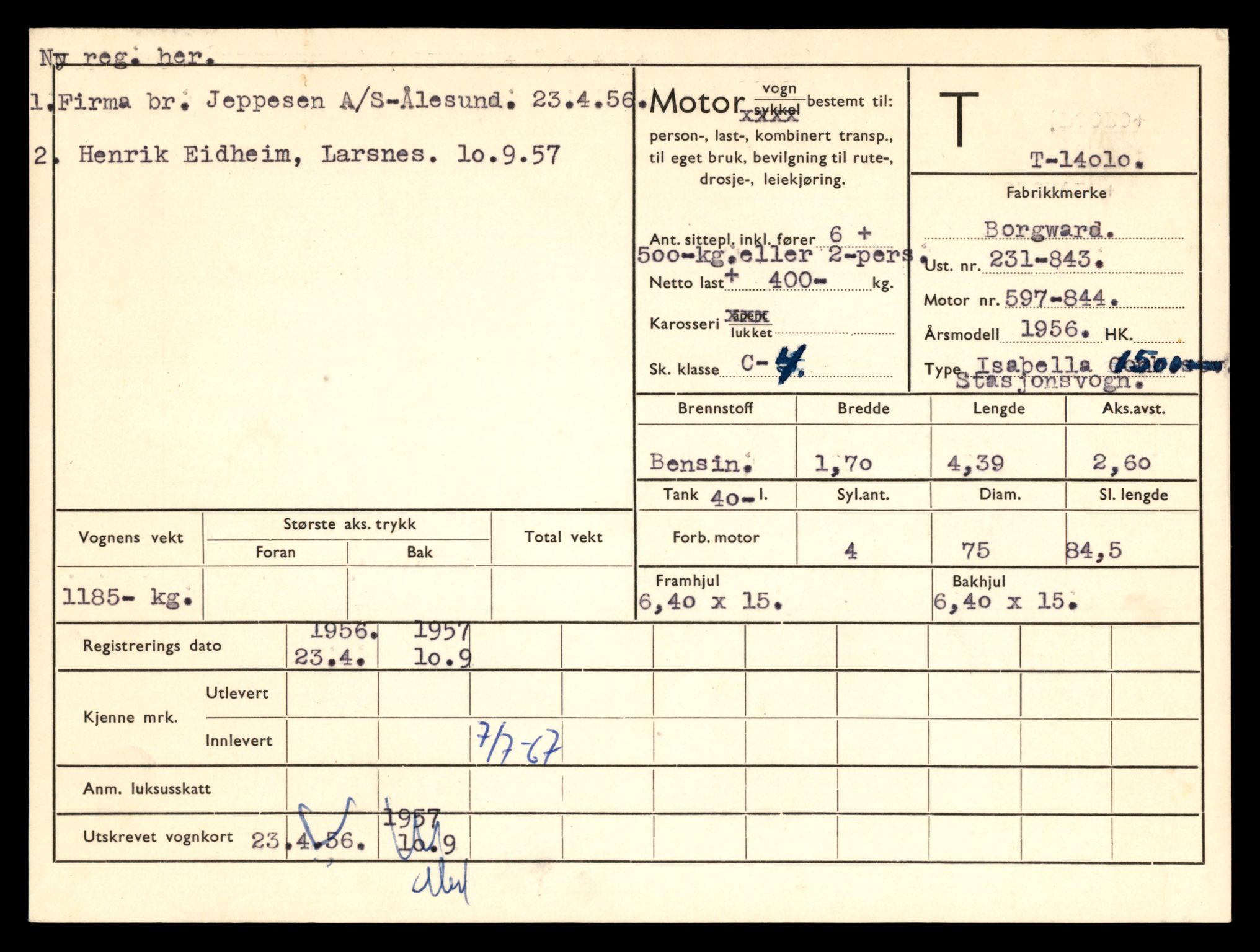 Møre og Romsdal vegkontor - Ålesund trafikkstasjon, AV/SAT-A-4099/F/Fe/L0042: Registreringskort for kjøretøy T 13906 - T 14079, 1927-1998, s. 1495