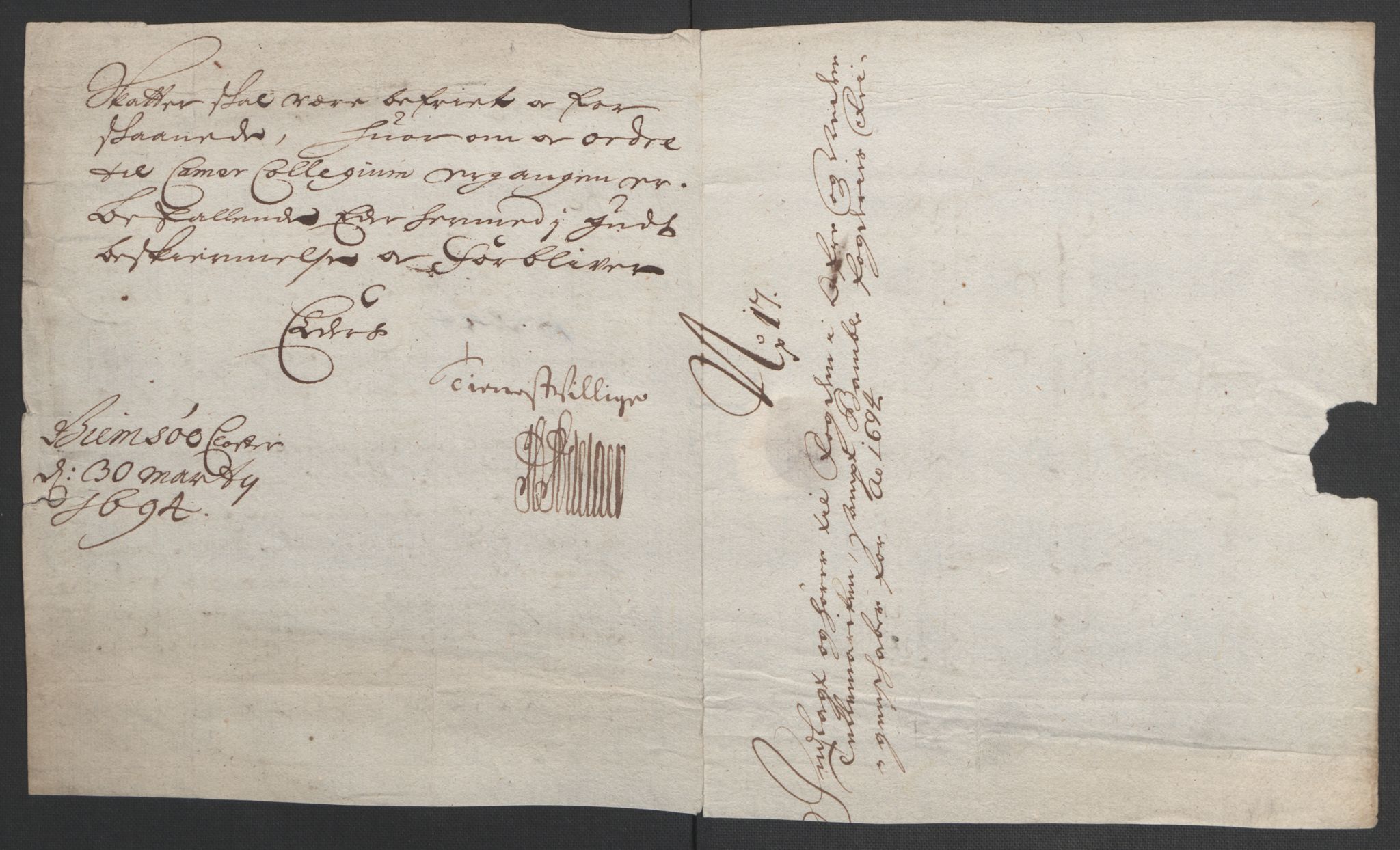 Rentekammeret inntil 1814, Reviderte regnskaper, Fogderegnskap, RA/EA-4092/R36/L2092: Fogderegnskap Øvre og Nedre Telemark og Bamble, 1694, s. 170