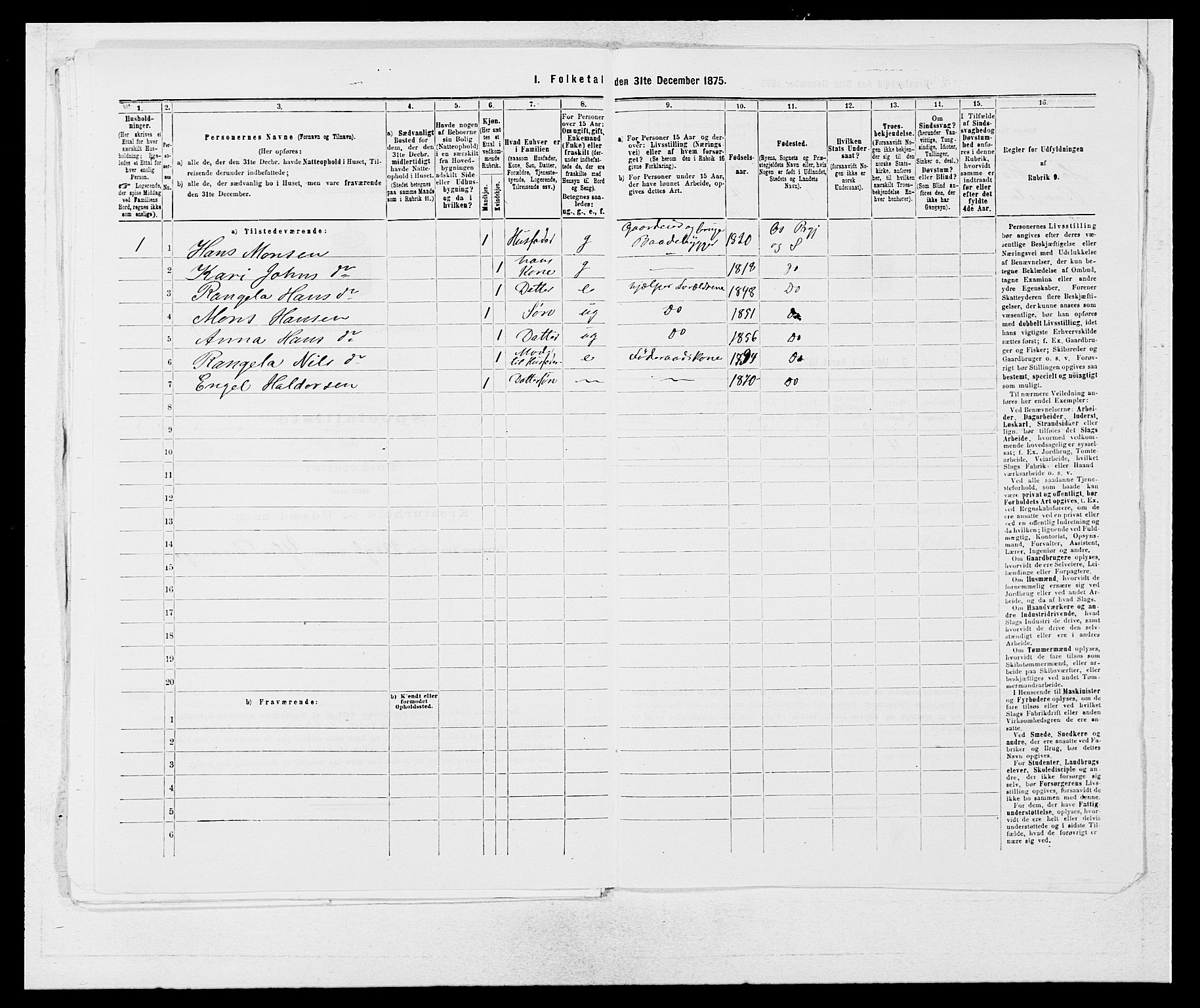 SAB, Folketelling 1875 for 1243P Os prestegjeld, 1875, s. 138