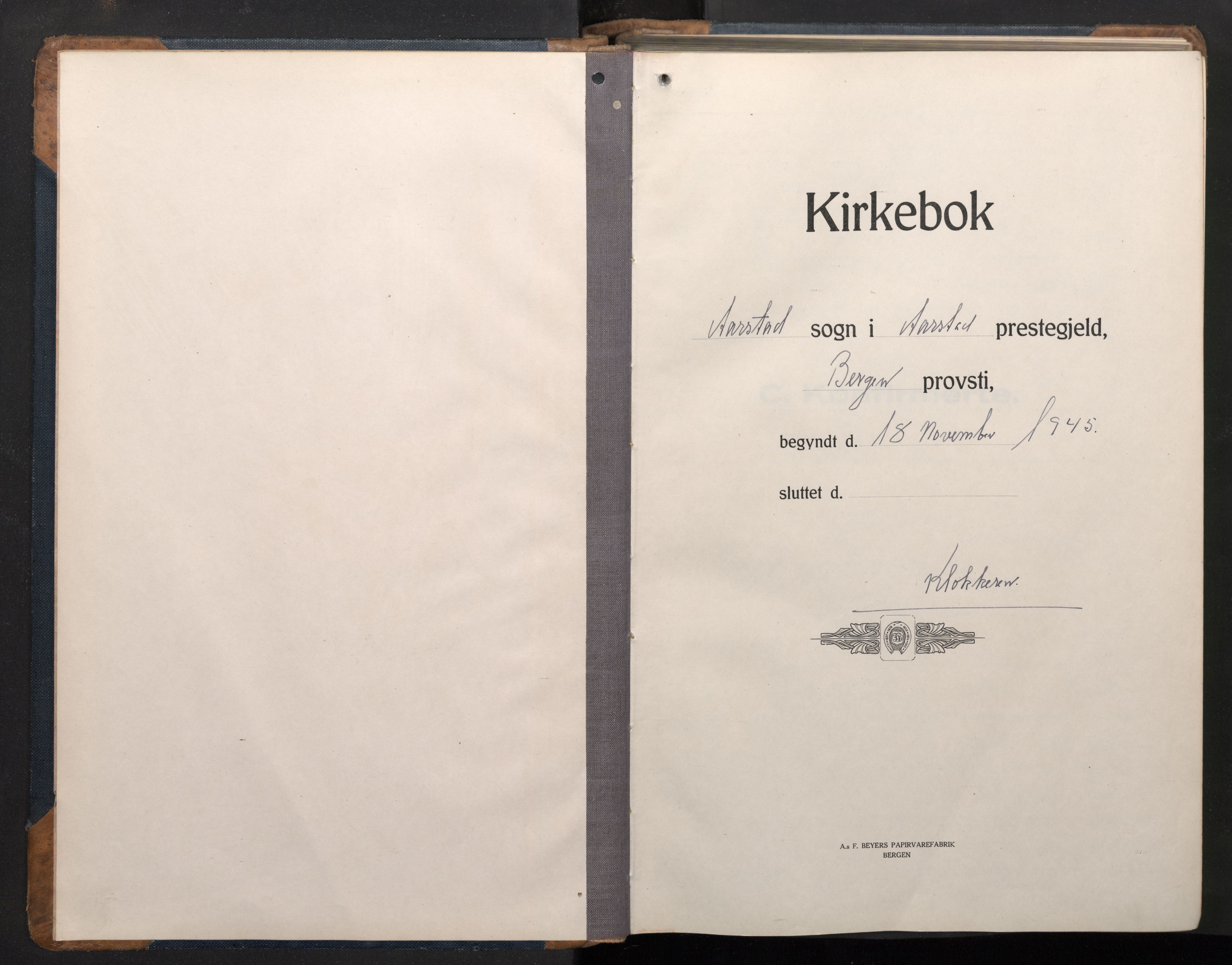 Årstad Sokneprestembete, SAB/A-79301/H/Hab/L0016: Klokkerbok nr. B 6, 1945-1959