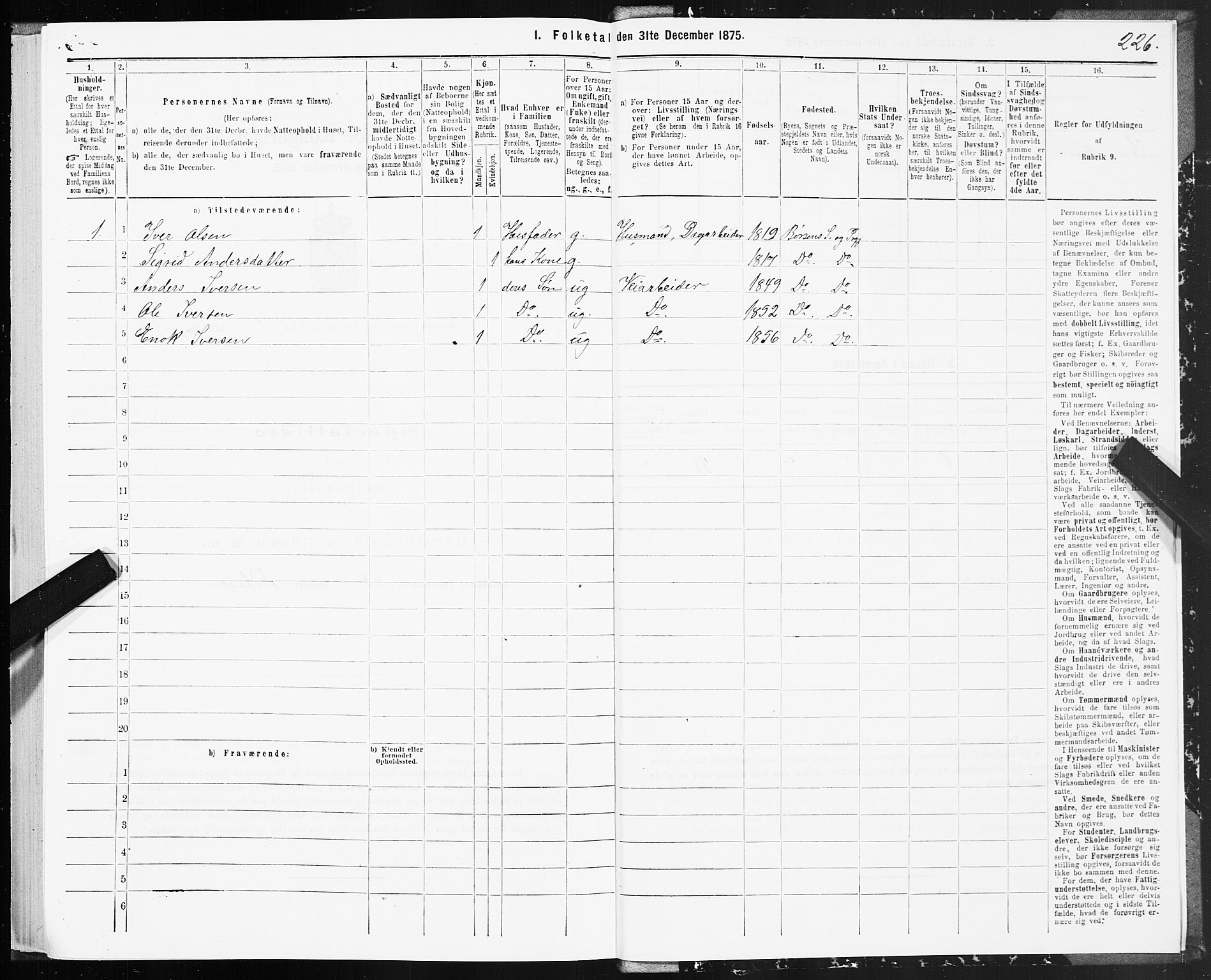 SAT, Folketelling 1875 for 1658P Børsa prestegjeld, 1875, s. 1226