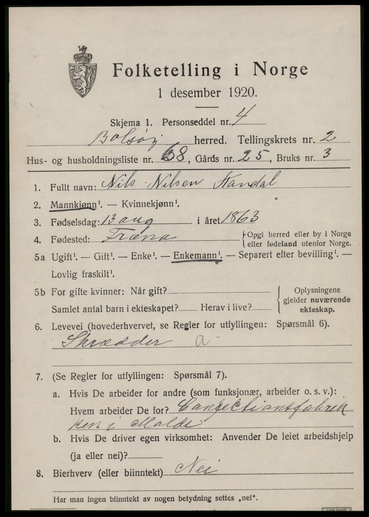 SAT, Folketelling 1920 for 1544 Bolsøy herred, 1920, s. 4341