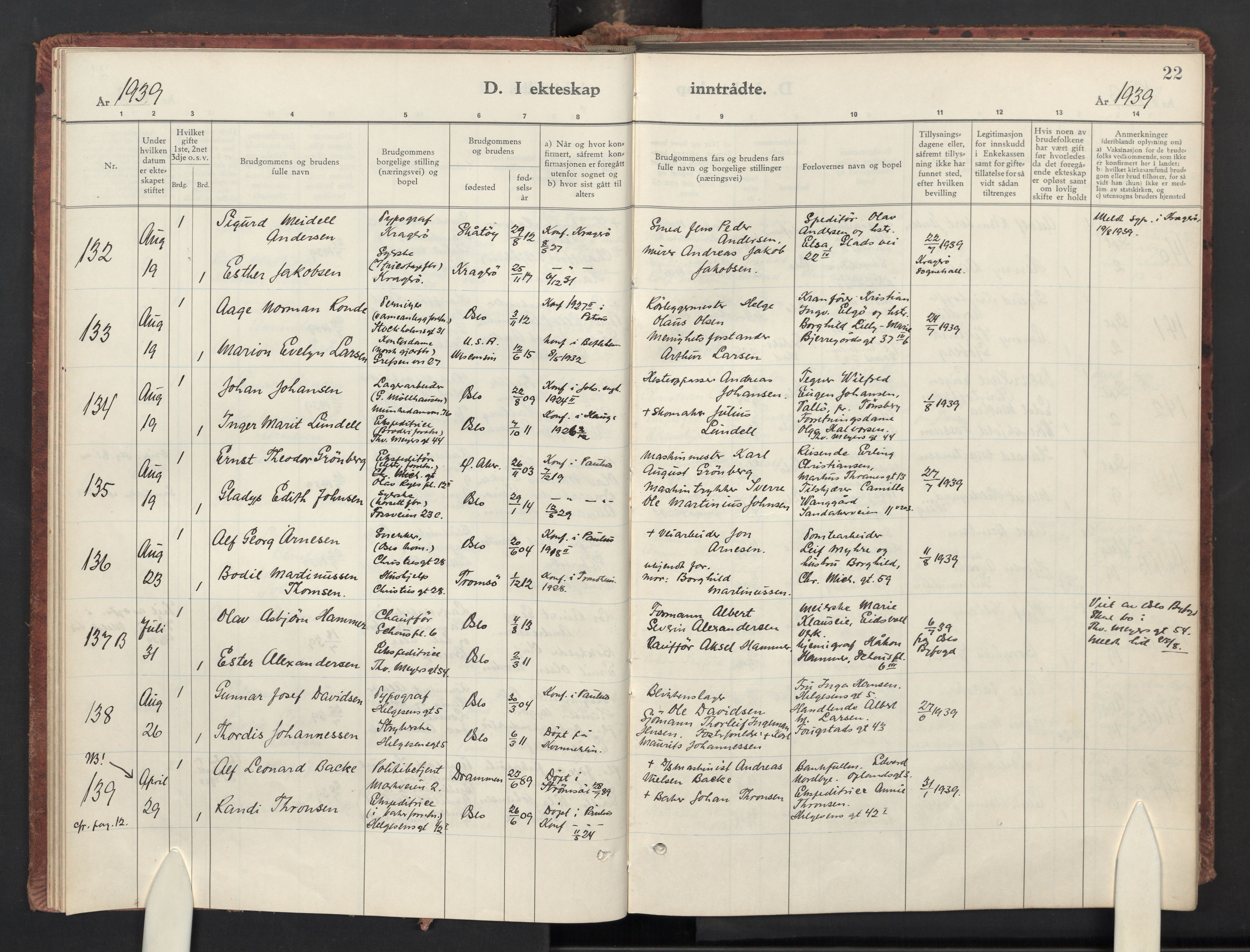 Paulus prestekontor Kirkebøker, AV/SAO-A-10871/F/Fa/L0031: Ministerialbok nr. 31, 1938-1948, s. 22