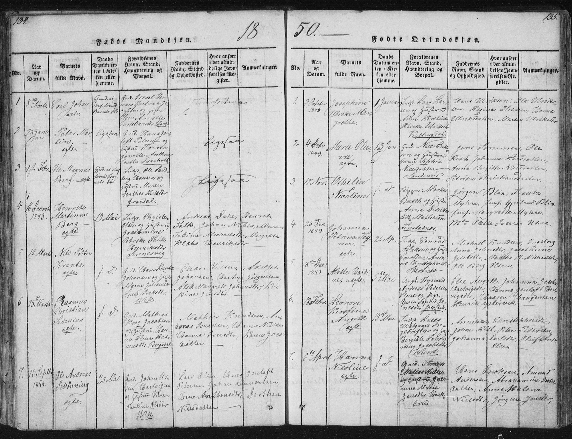 Ministerialprotokoller, klokkerbøker og fødselsregistre - Nordland, AV/SAT-A-1459/881/L1164: Klokkerbok nr. 881C01, 1818-1853, s. 134-135