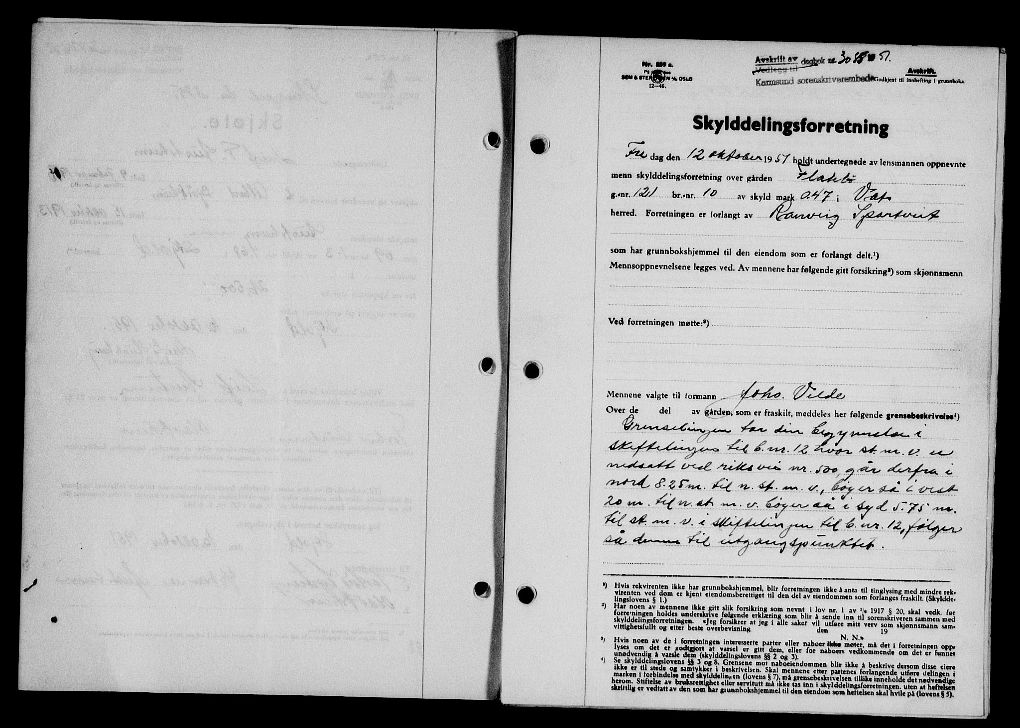 Karmsund sorenskriveri, SAST/A-100311/01/II/IIB/L0104: Pantebok nr. 84A, 1951-1952, Dagboknr: 3085/1951