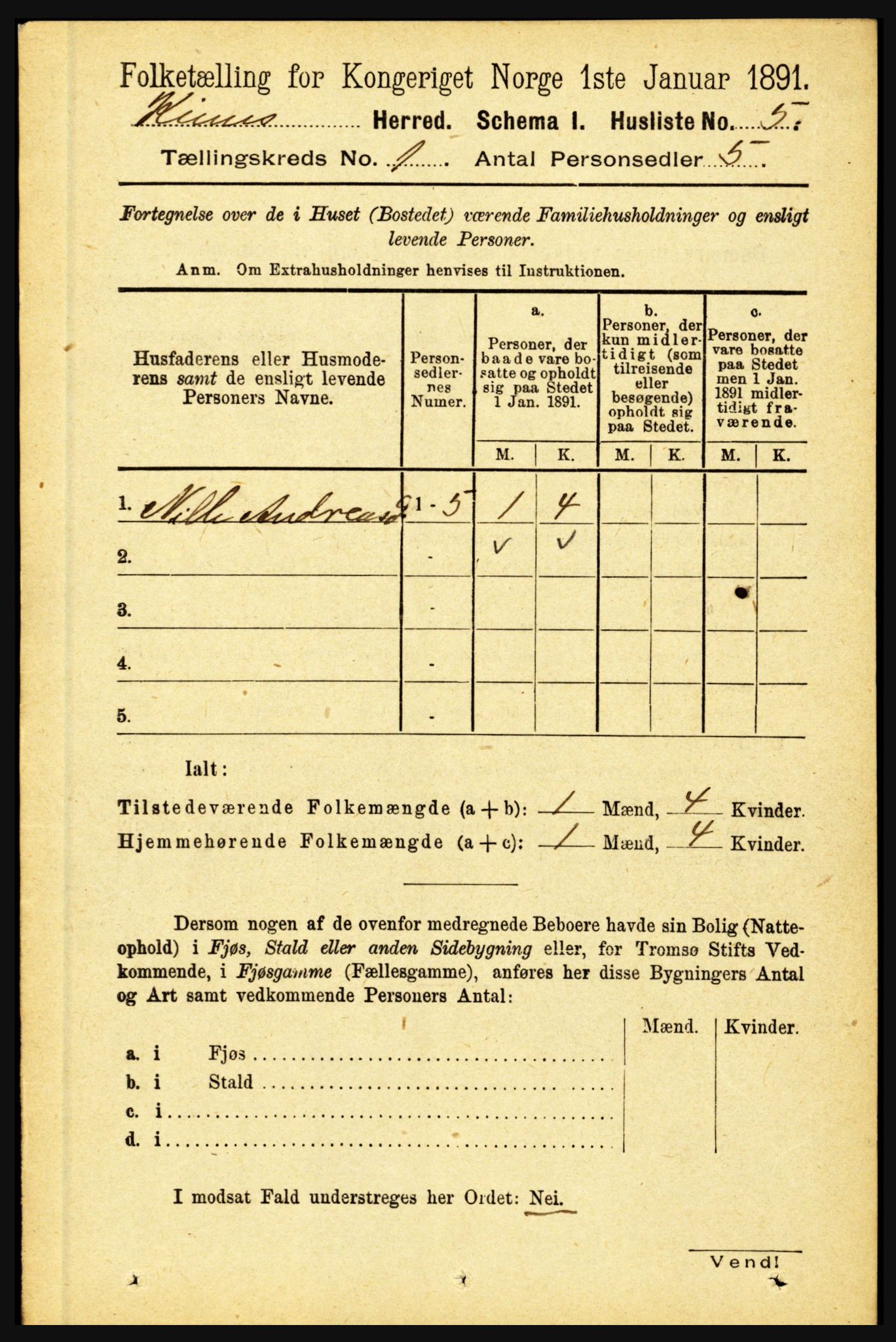 RA, Folketelling 1891 for 1437 Kinn herred, 1891, s. 43