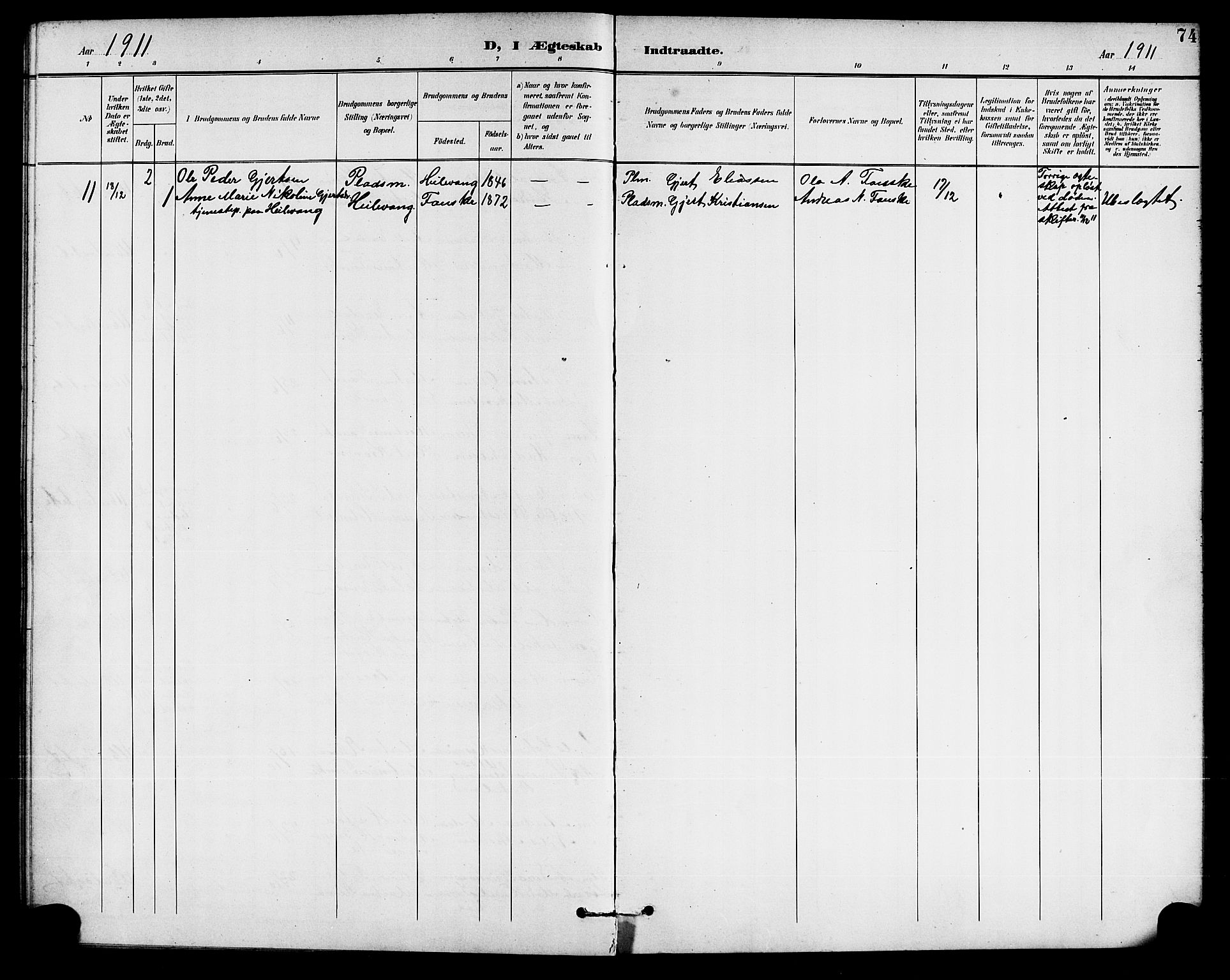 Førde sokneprestembete, AV/SAB-A-79901/H/Hab/Habd/L0005: Klokkerbok nr. D 5, 1898-1911, s. 74