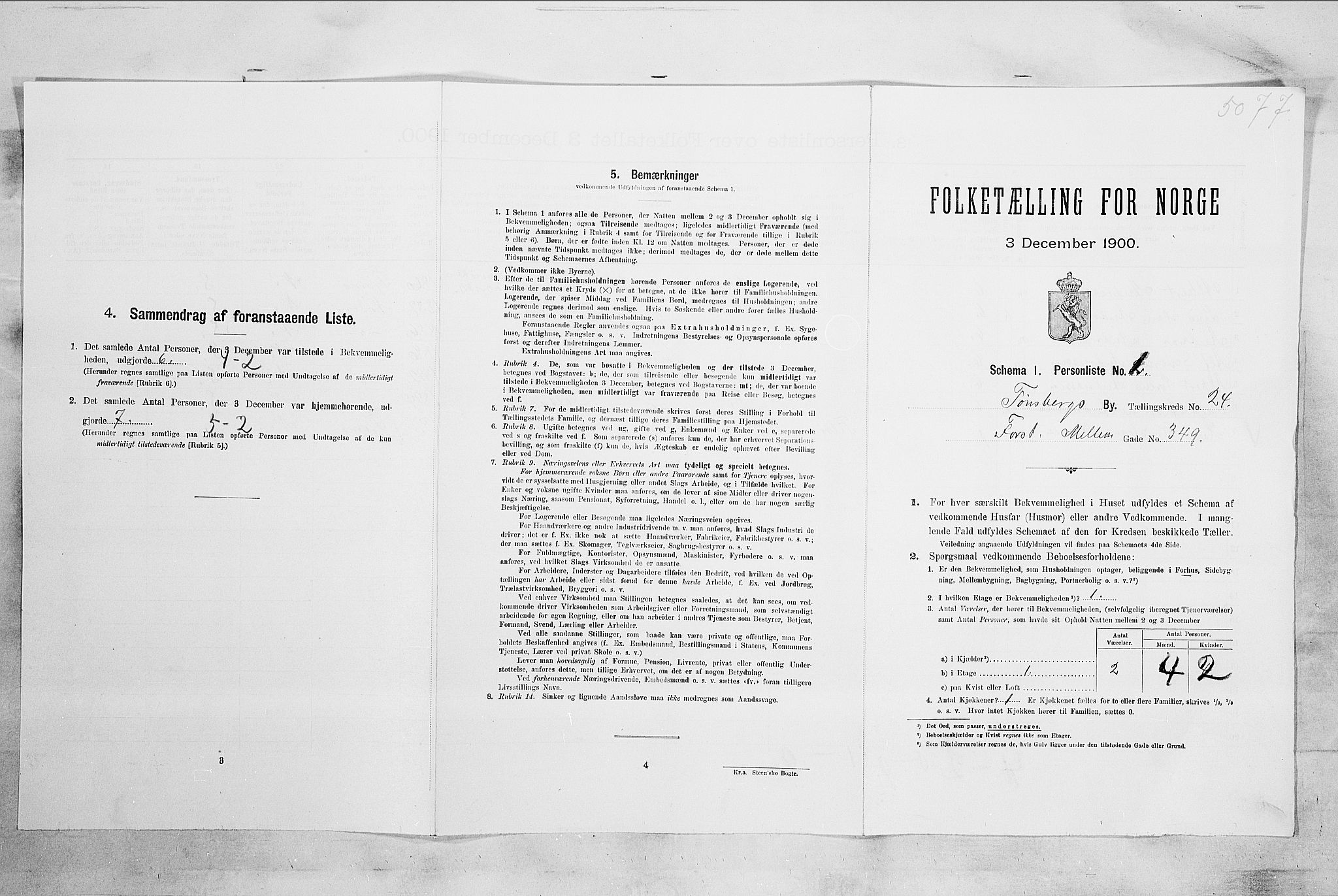 RA, Folketelling 1900 for 0705 Tønsberg kjøpstad, 1900, s. 3825