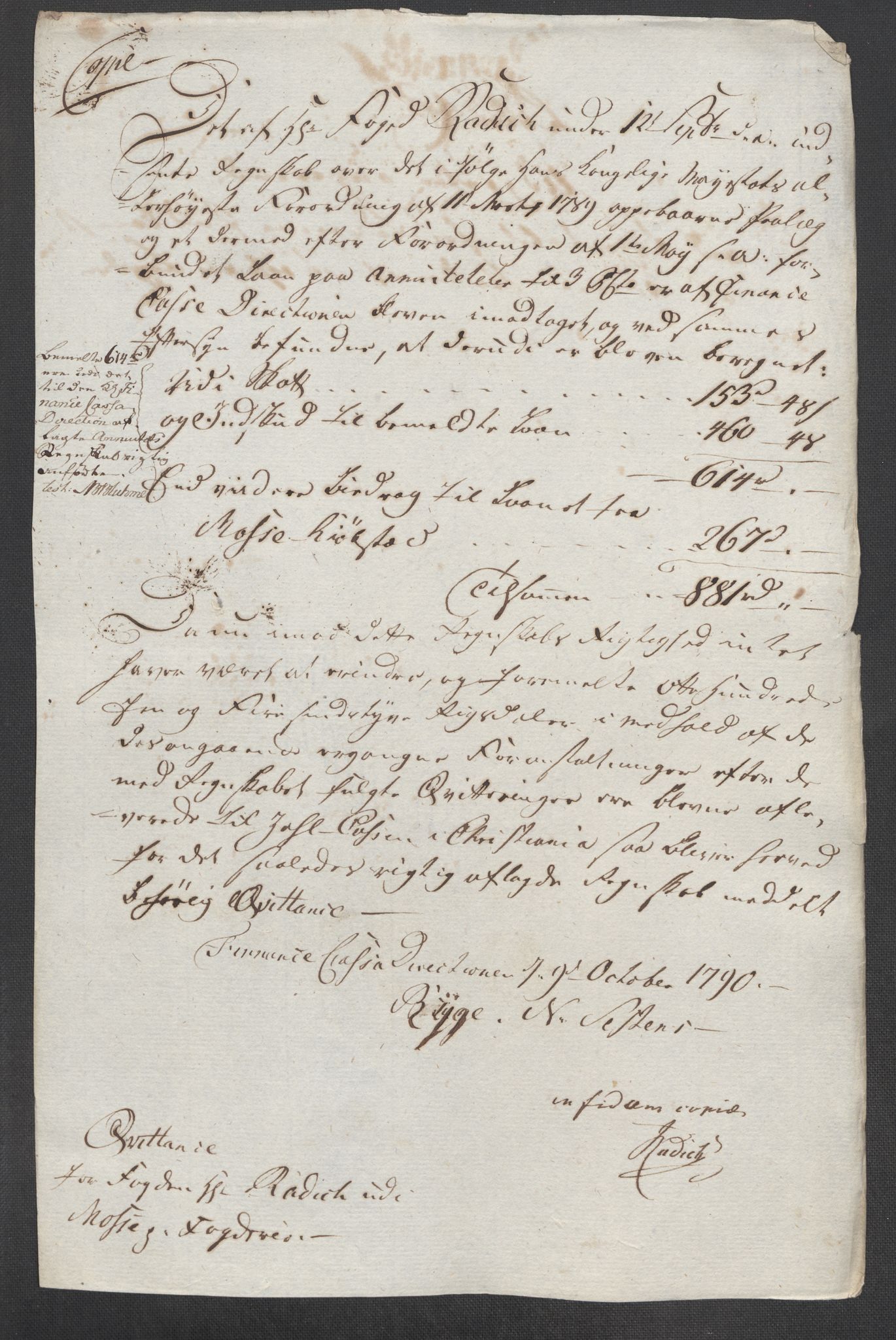 Rentekammeret inntil 1814, Reviderte regnskaper, Mindre regnskaper, AV/RA-EA-4068/Rf/Rfe/L0025: Moss, Onsøy, Tune og Veme fogderi. Namdal fogderi, 1789, s. 17
