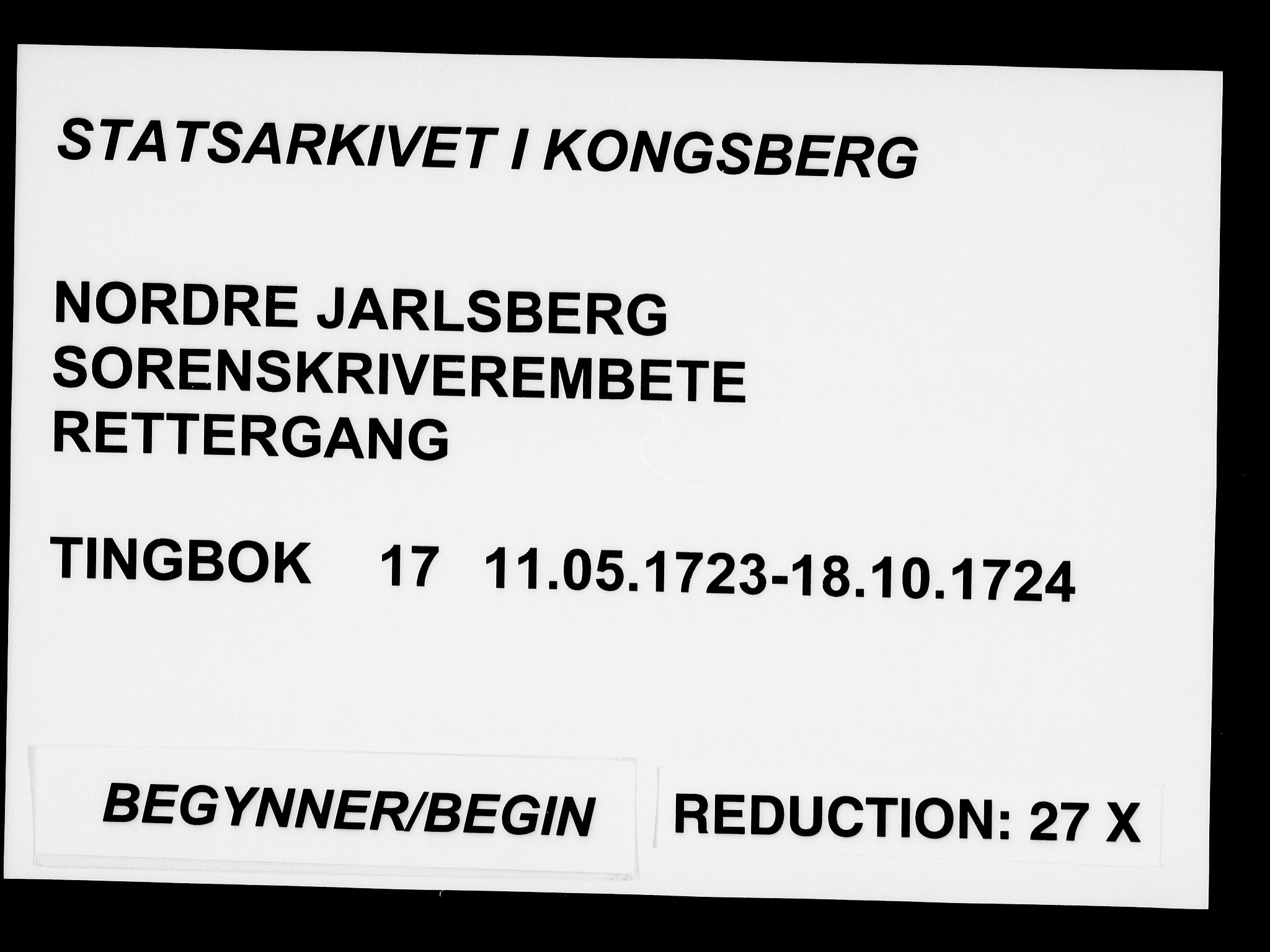 Nordre Jarlsberg sorenskriveri, SAKO/A-80/F/Fa/Faa/L0017: Tingbok, 1723-1724