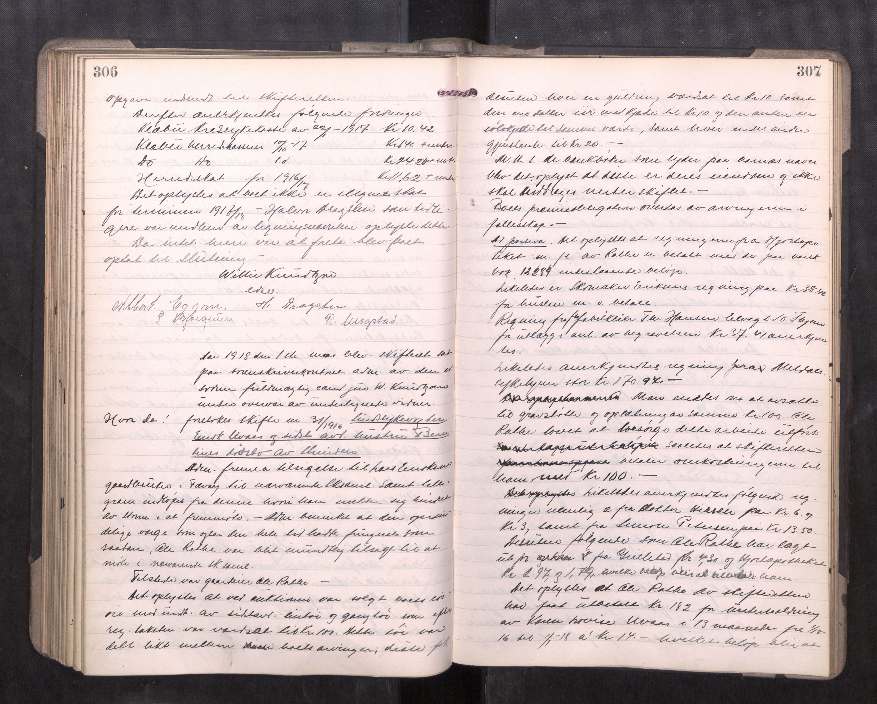 Strinda og Selbu sorenskriveri, AV/SAT-A-0015/3/3B/L0012: Skifteforhandlingsprot. 12, 1915-1919, s. 306-307