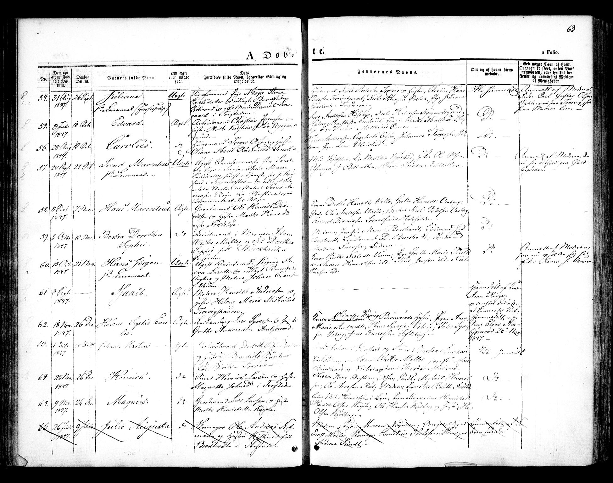 Glemmen prestekontor Kirkebøker, AV/SAO-A-10908/F/Fa/L0005: Ministerialbok nr. 5, 1838-1852, s. 63