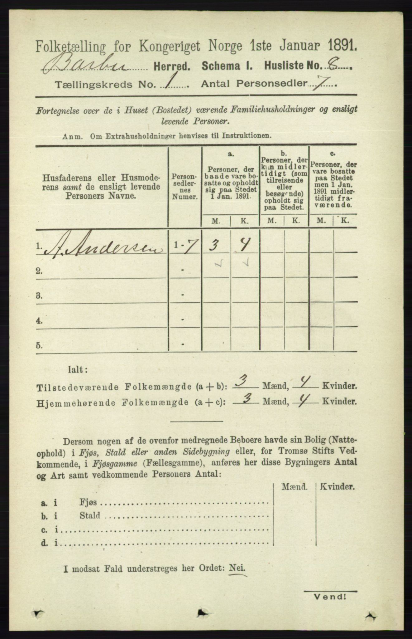 RA, Folketelling 1891 for 0990 Barbu herred, 1891, s. 39