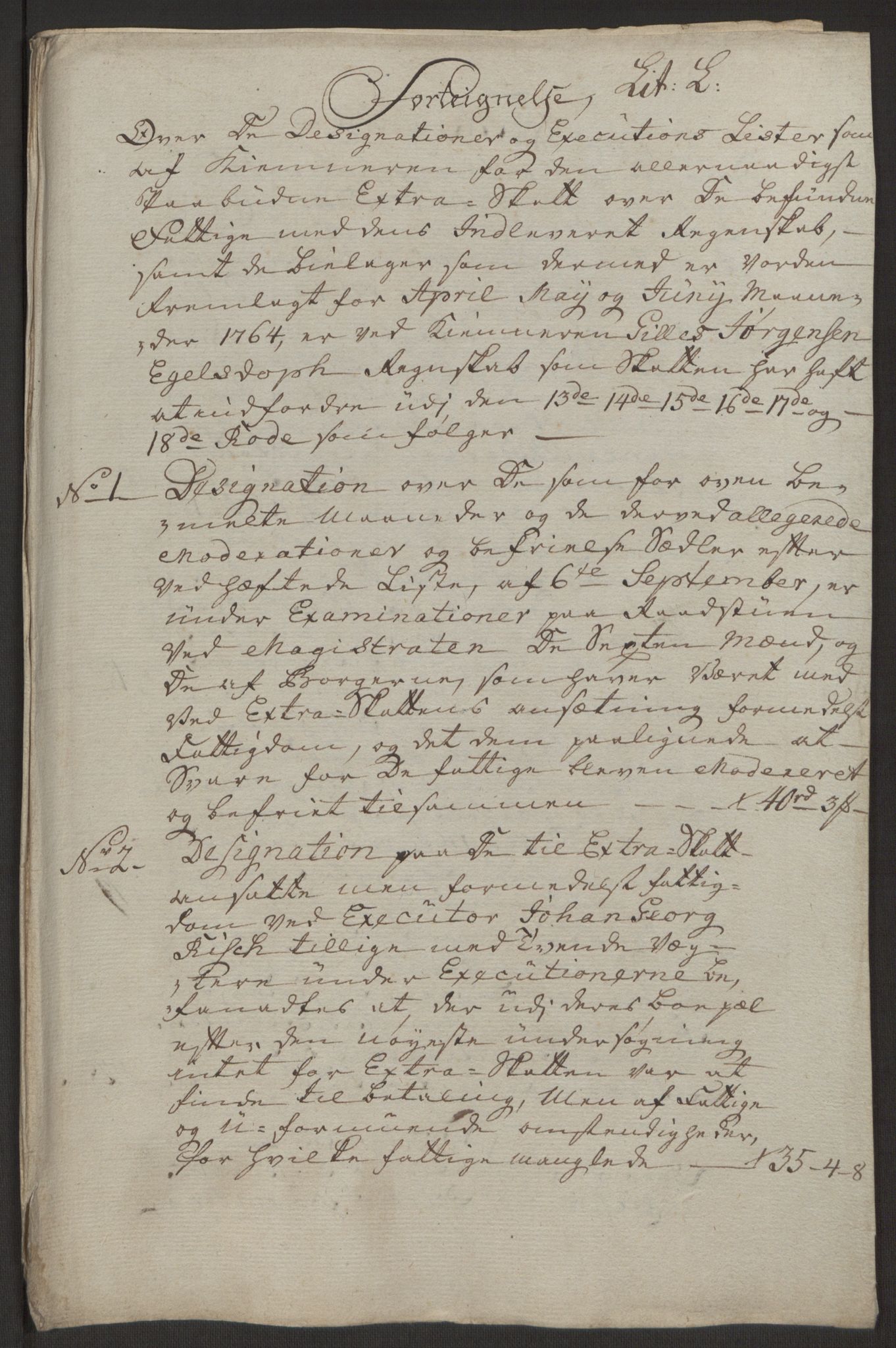 Rentekammeret inntil 1814, Reviderte regnskaper, Byregnskaper, AV/RA-EA-4066/R/Rp/L0368/0001: [P21] Kontribusjonsregnskap / Ekstraskatt, 1764, s. 116