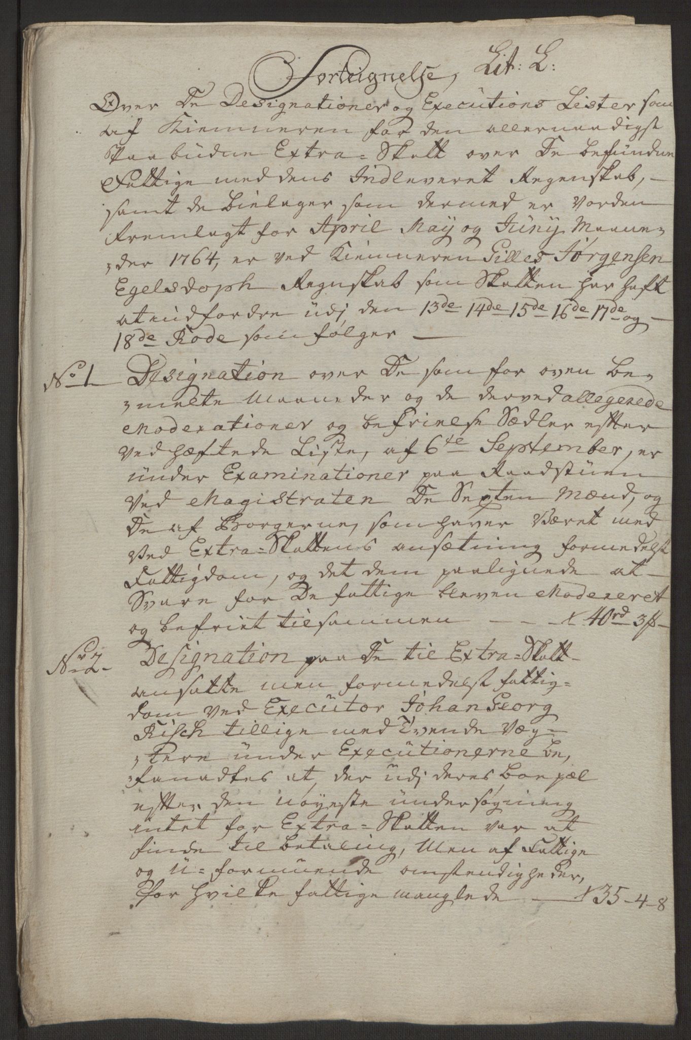 Rentekammeret inntil 1814, Reviderte regnskaper, Byregnskaper, RA/EA-4066/R/Rp/L0368/0001: [P21] Kontribusjonsregnskap / Ekstraskatt, 1764, s. 116