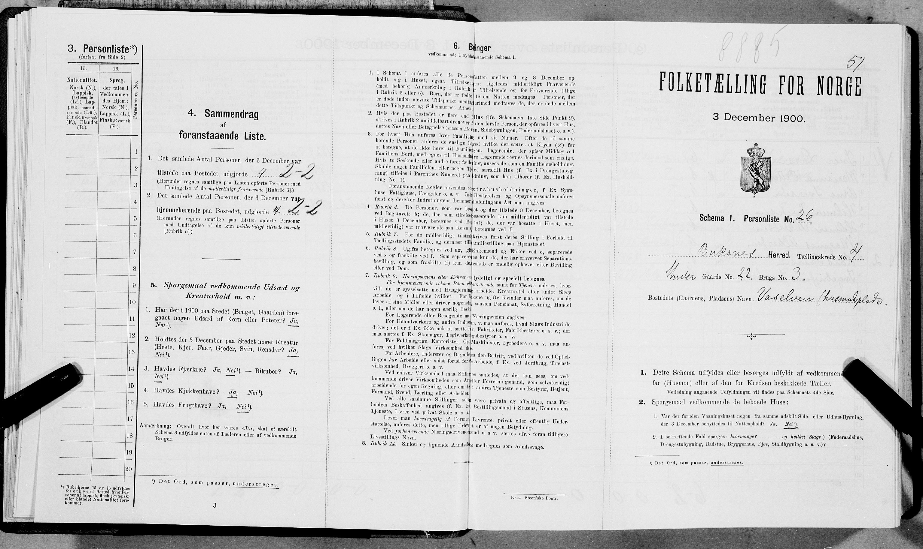 SAT, Folketelling 1900 for 1860 Buksnes herred, 1900, s. 518