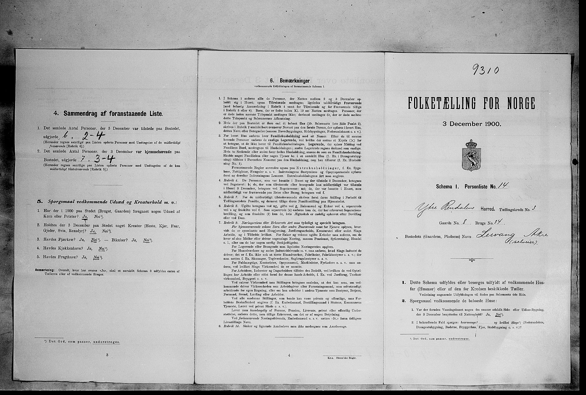 SAH, Folketelling 1900 for 0432 Ytre Rendal herred, 1900, s. 270