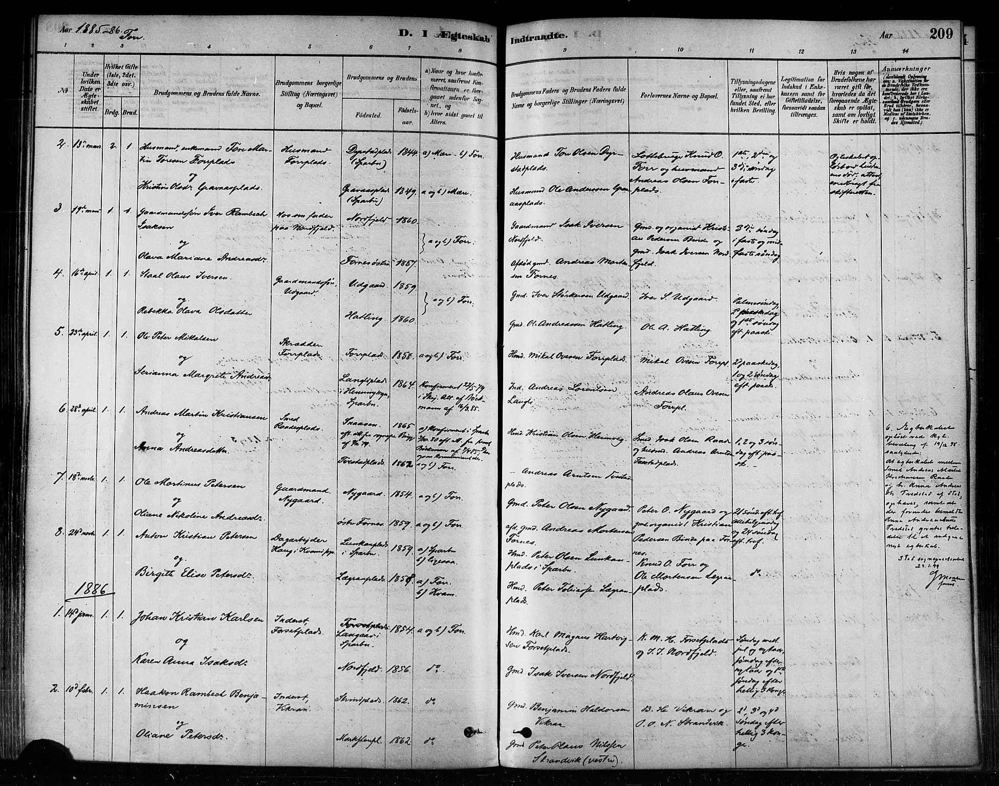 Ministerialprotokoller, klokkerbøker og fødselsregistre - Nord-Trøndelag, SAT/A-1458/746/L0448: Ministerialbok nr. 746A07 /1, 1878-1900, s. 209