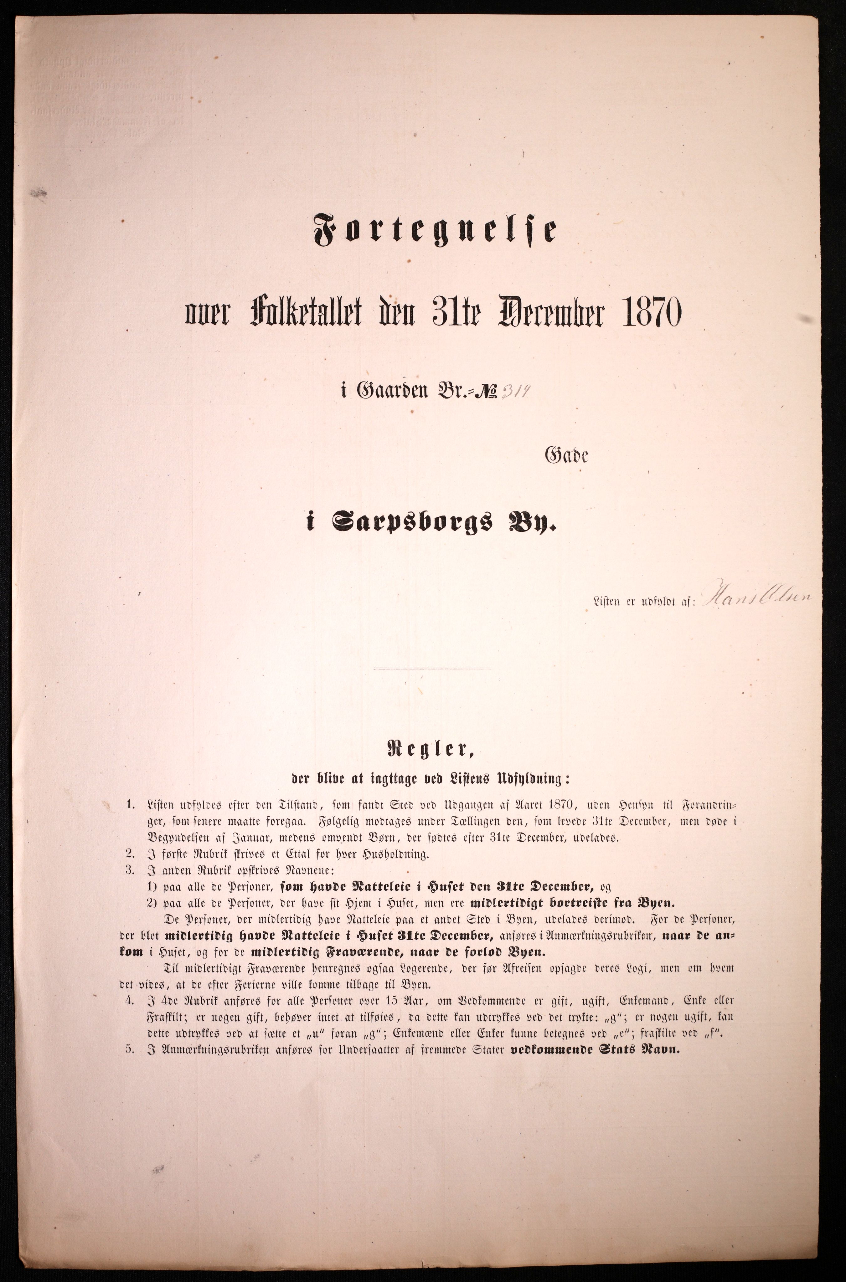 RA, Folketelling 1870 for 0102 Sarpsborg kjøpstad, 1870, s. 273