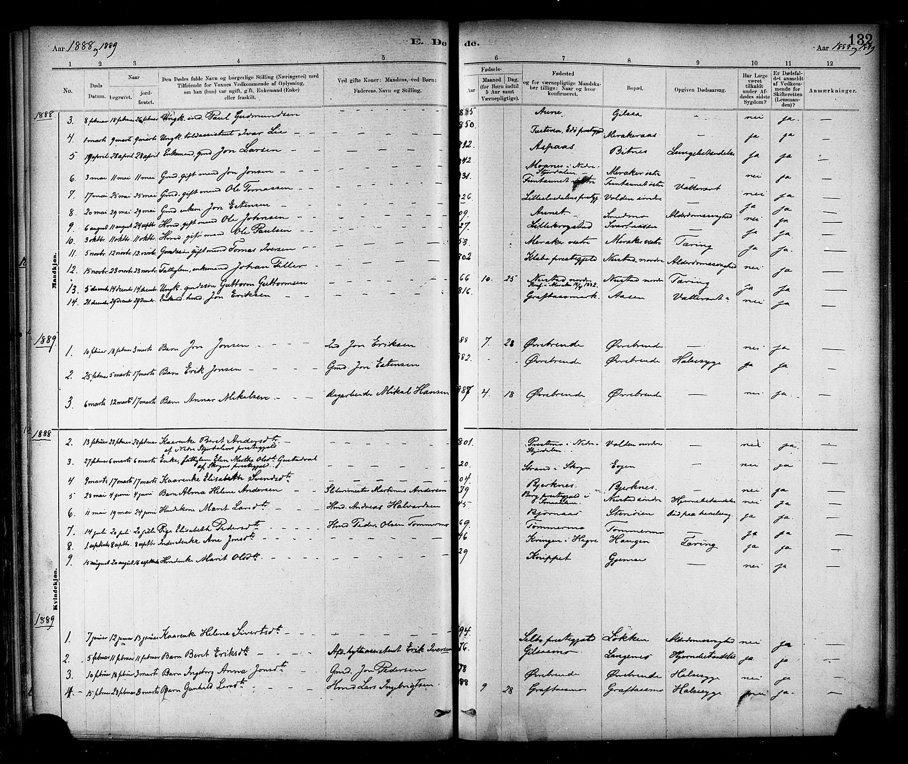 Ministerialprotokoller, klokkerbøker og fødselsregistre - Nord-Trøndelag, SAT/A-1458/706/L0047: Ministerialbok nr. 706A03, 1878-1892, s. 132