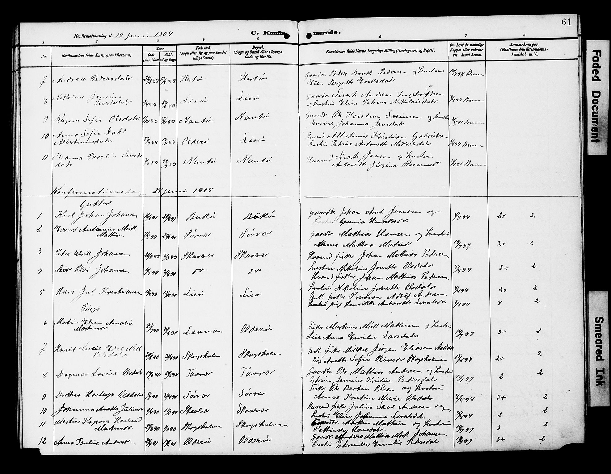 Ministerialprotokoller, klokkerbøker og fødselsregistre - Nordland, AV/SAT-A-1459/818/L0273: Klokkerbok nr. 818C01, 1893-1928, s. 61