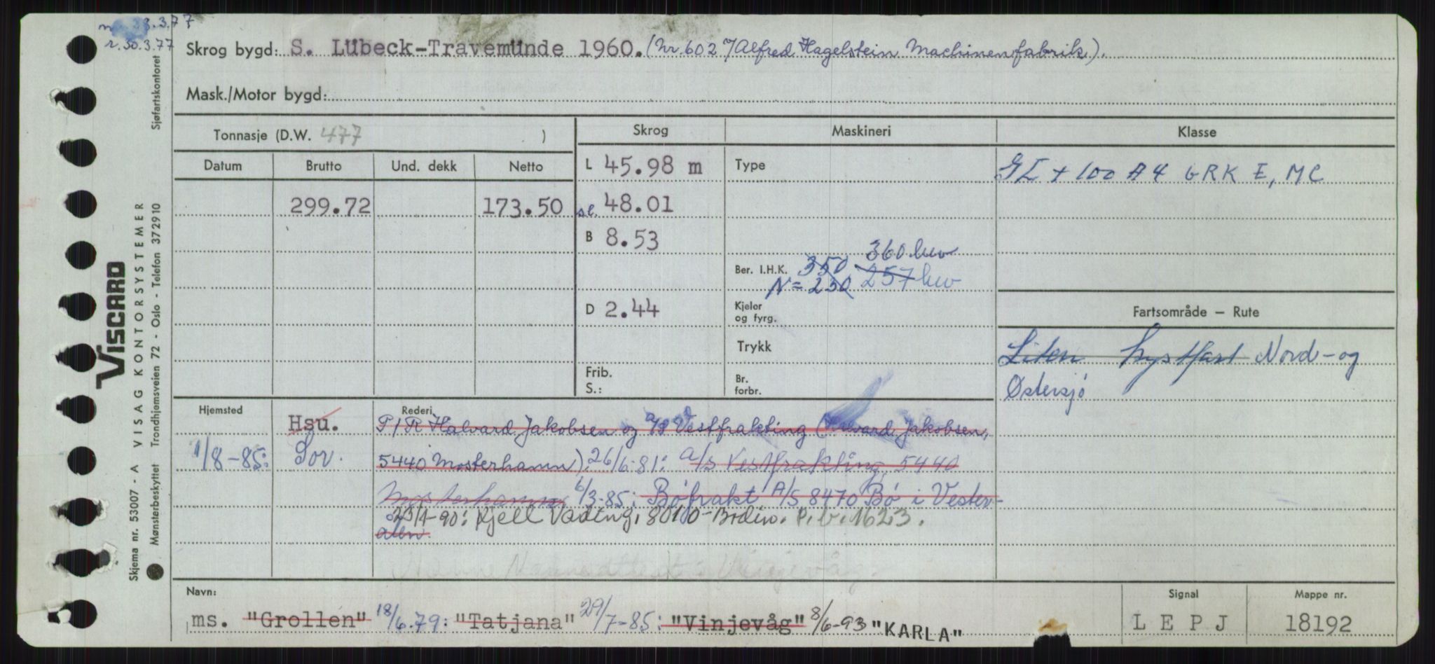 Sjøfartsdirektoratet med forløpere, Skipsmålingen, AV/RA-S-1627/H/Ha/L0003/0001: Fartøy, Hilm-Mar / Fartøy, Hilm-Kol, s. 699