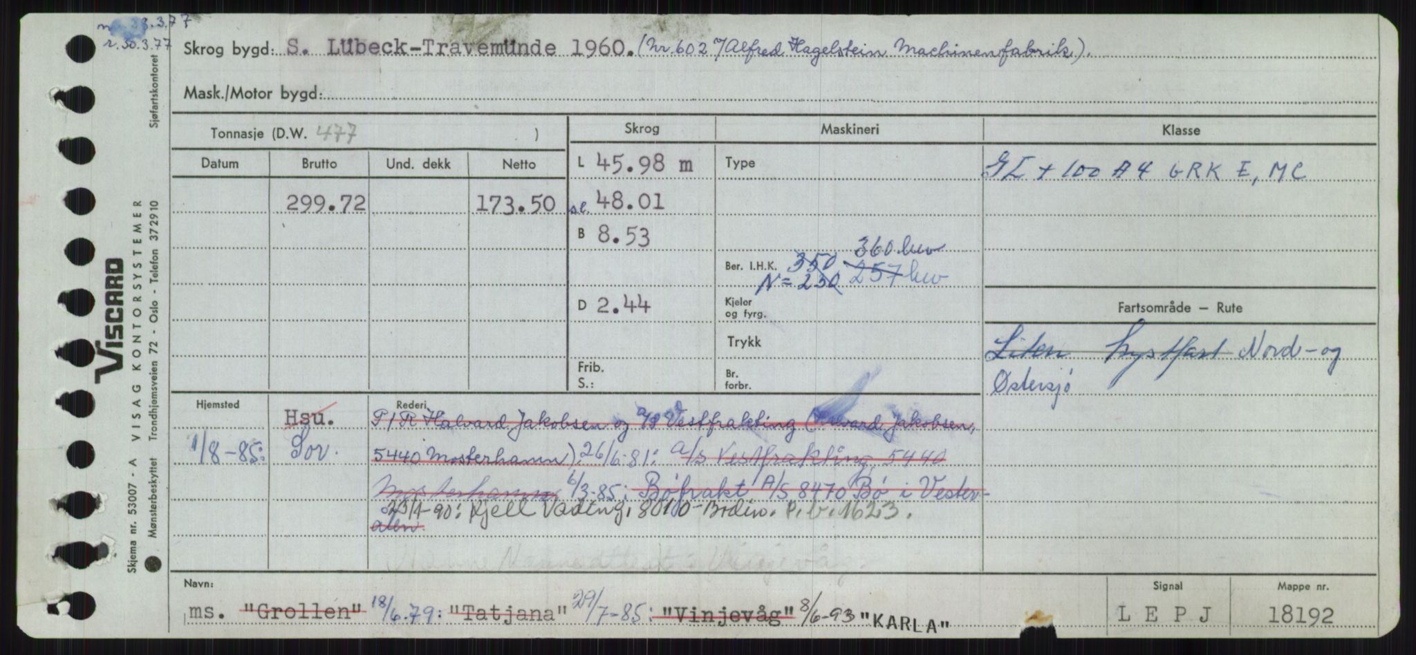 Sjøfartsdirektoratet med forløpere, Skipsmålingen, RA/S-1627/H/Ha/L0003/0001: Fartøy, Hilm-Mar / Fartøy, Hilm-Kol, s. 699