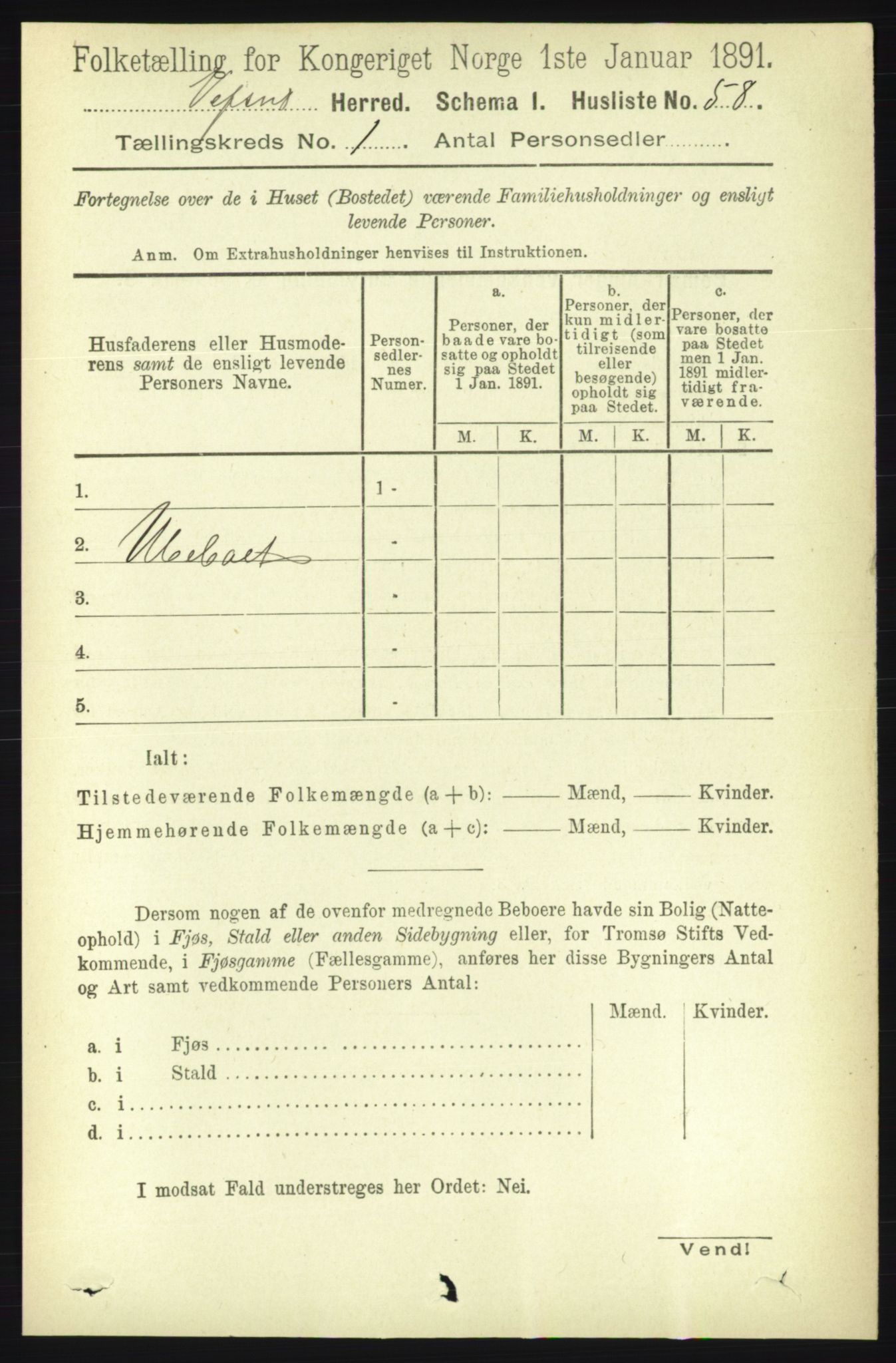 RA, Folketelling 1891 for 1824 Vefsn herred, 1891, s. 90