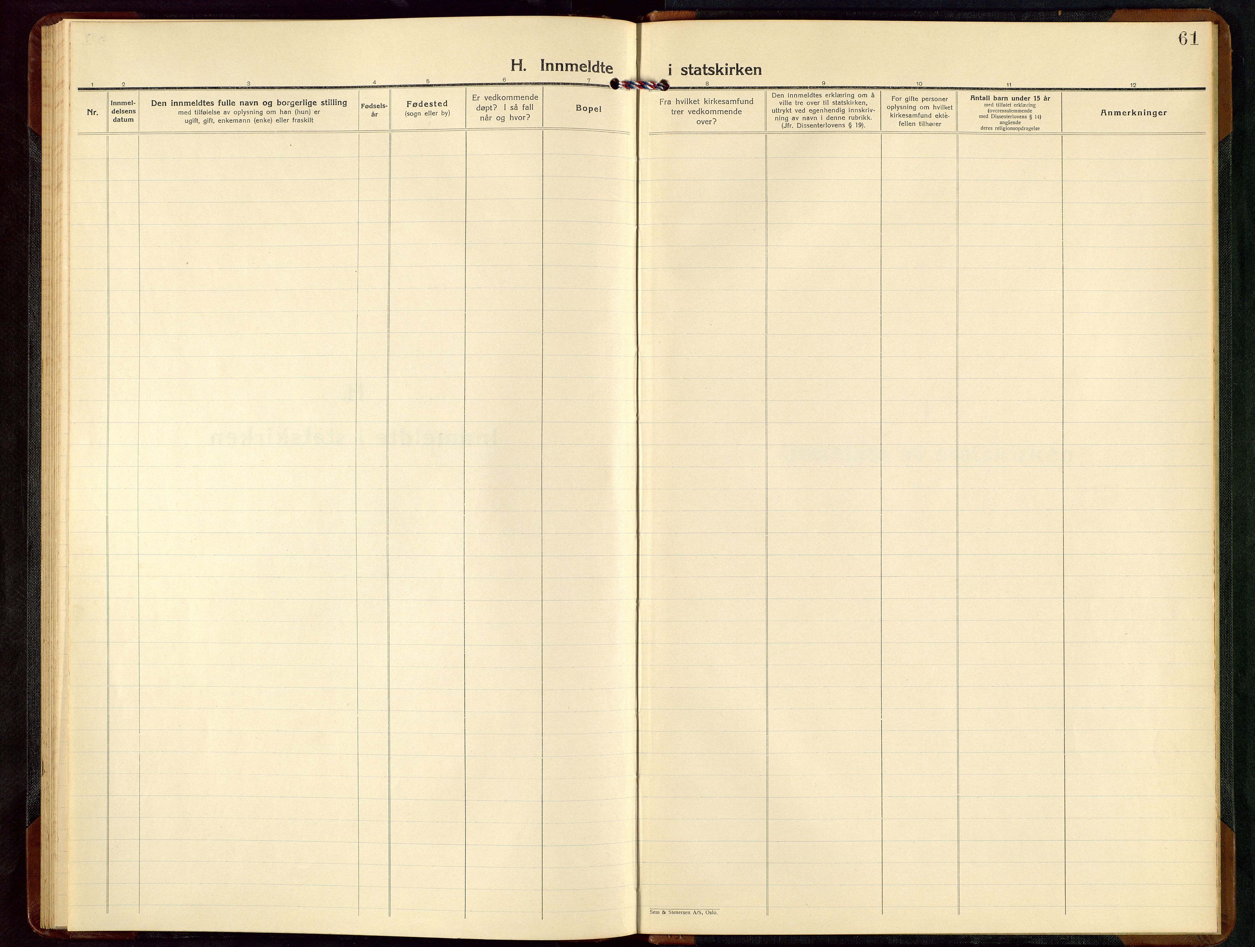 Rennesøy sokneprestkontor, SAST/A -101827/H/Ha/Hab/L0015: Klokkerbok nr. B 14, 1924-1957, s. 61