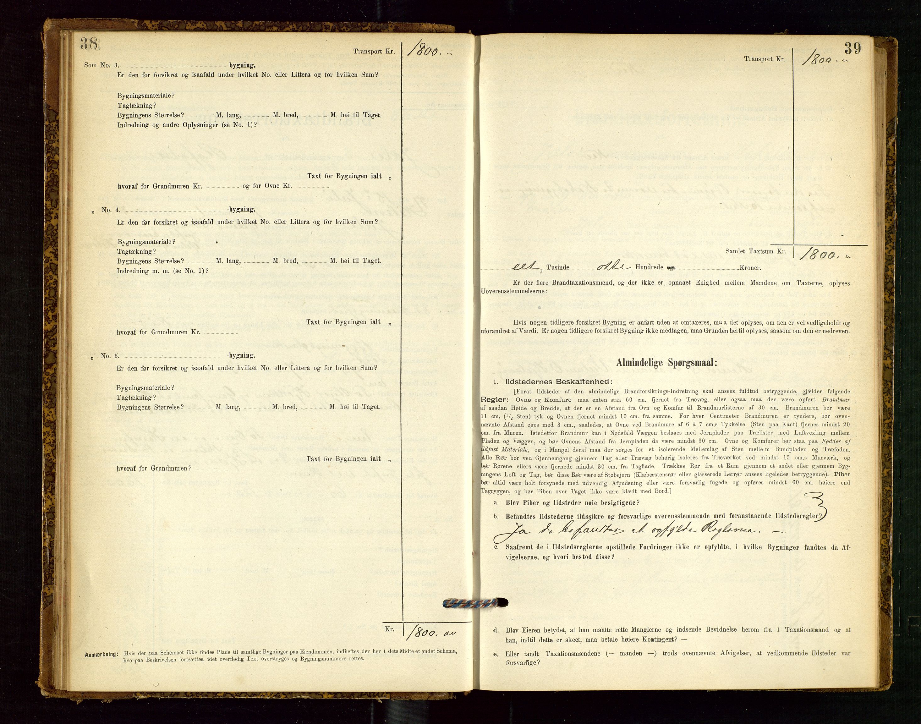 Jelsa lensmannskontor, SAST/A-100360/Gob/L0001: "Brandtaxationsprotocol", 1895-1918, s. 38-39