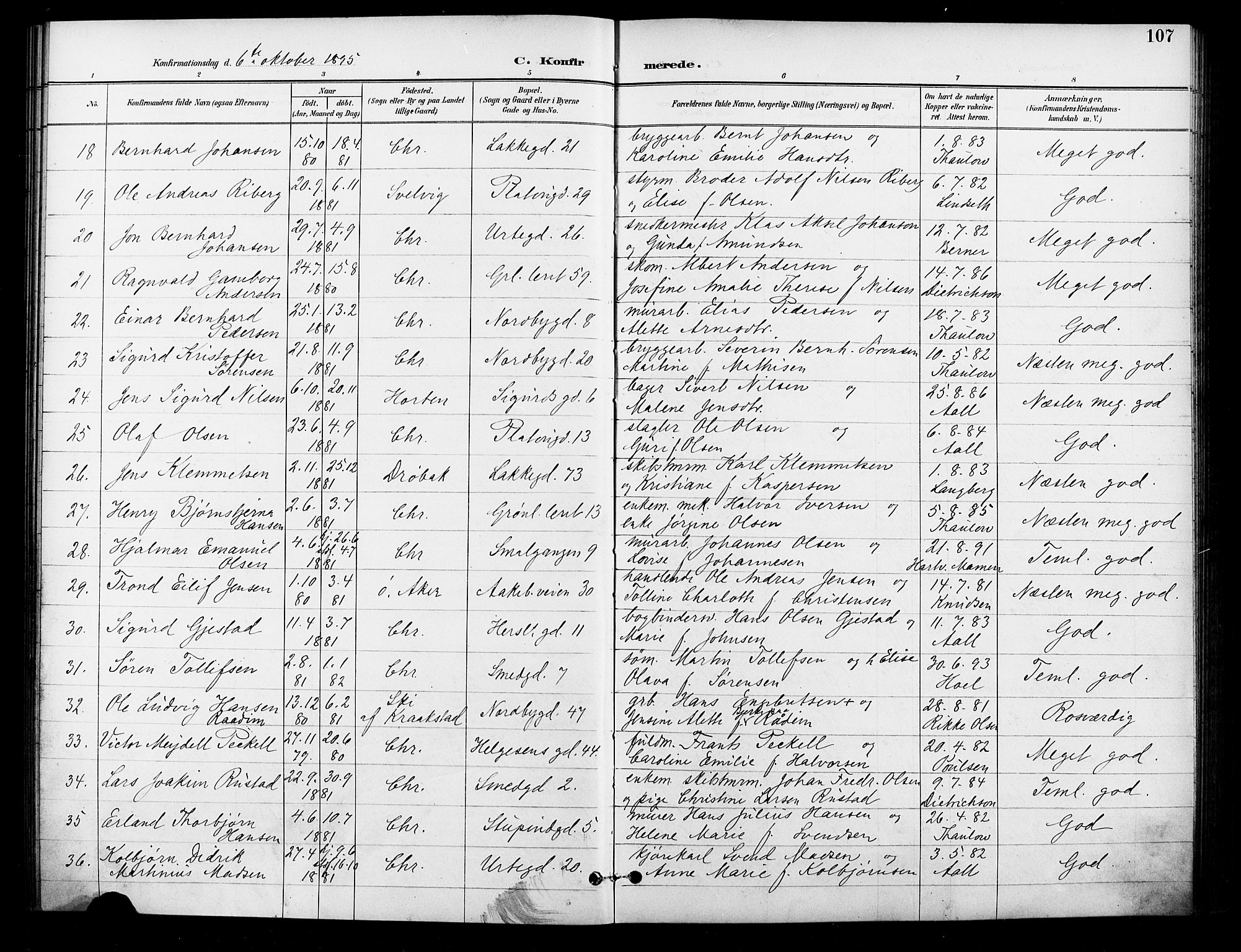 Grønland prestekontor Kirkebøker, AV/SAO-A-10848/F/Fa/L0011: Ministerialbok nr. 11, 1892-1907, s. 107