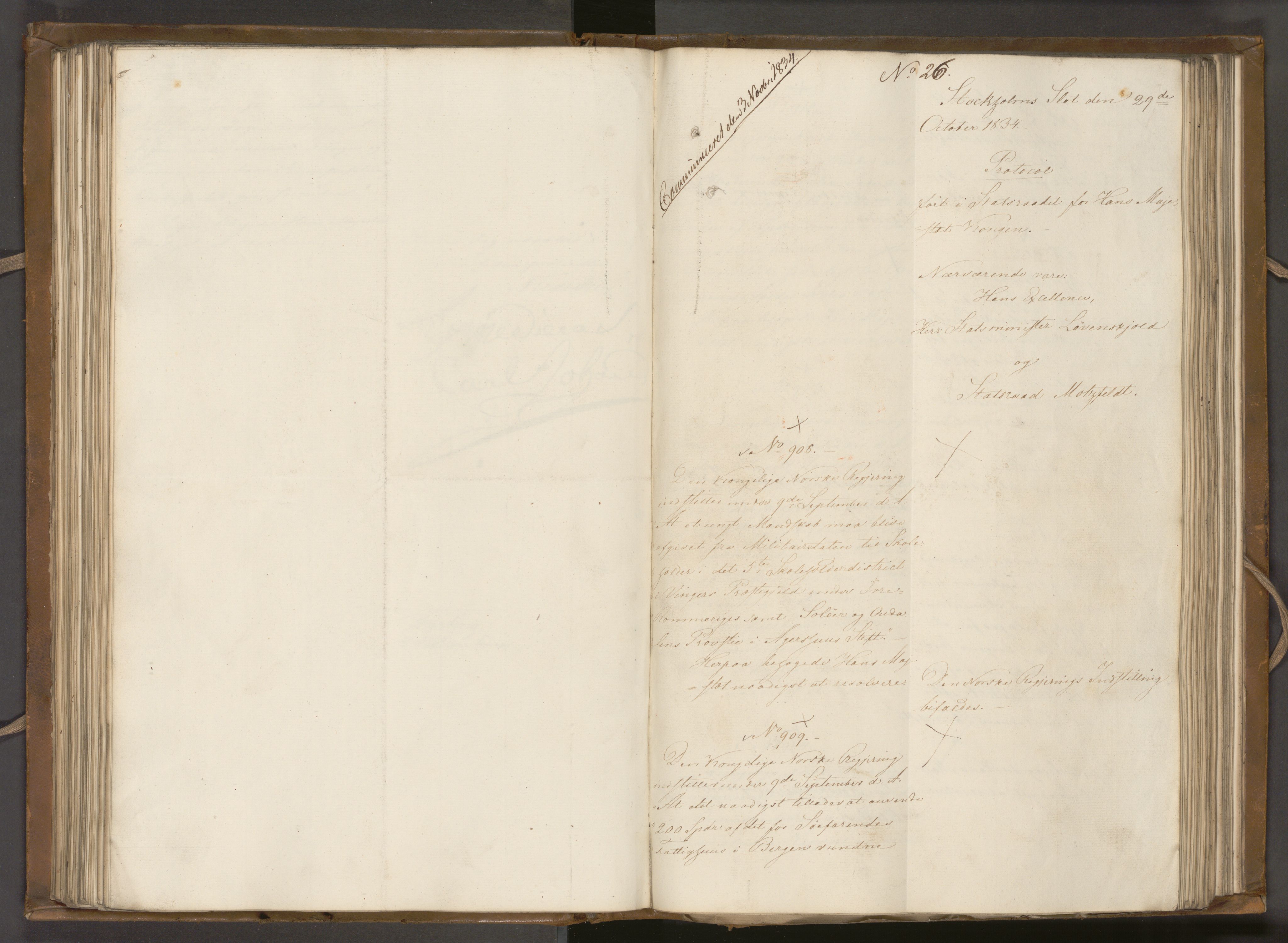 Statsrådssekretariatet, AV/RA-S-1001/A/Ab/L0039: Kgl. res. nr. 551-1179, 2. halvår, 1834