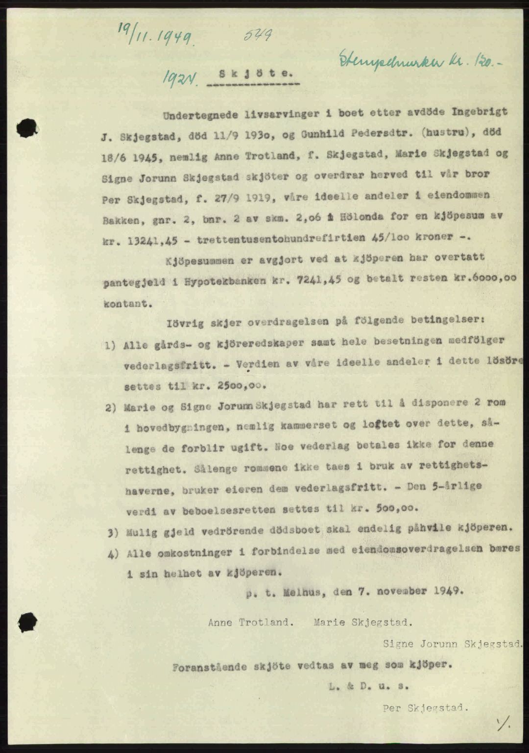 Gauldal sorenskriveri, SAT/A-0014/1/2/2C: Pantebok nr. A9, 1949-1950, Dagboknr: 1924/1949