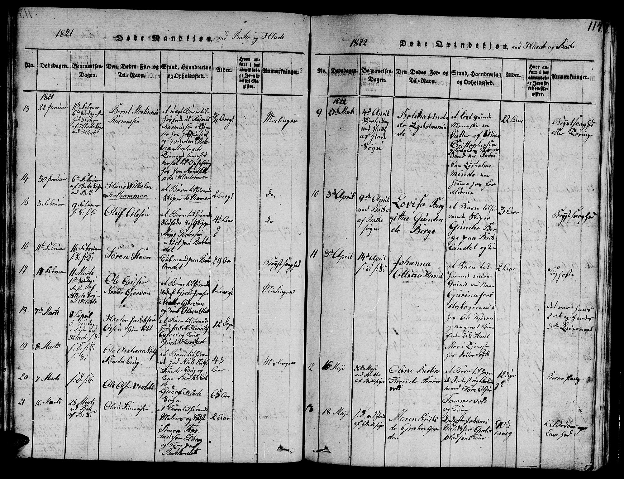 Ministerialprotokoller, klokkerbøker og fødselsregistre - Sør-Trøndelag, SAT/A-1456/606/L0307: Klokkerbok nr. 606C03, 1817-1824, s. 114