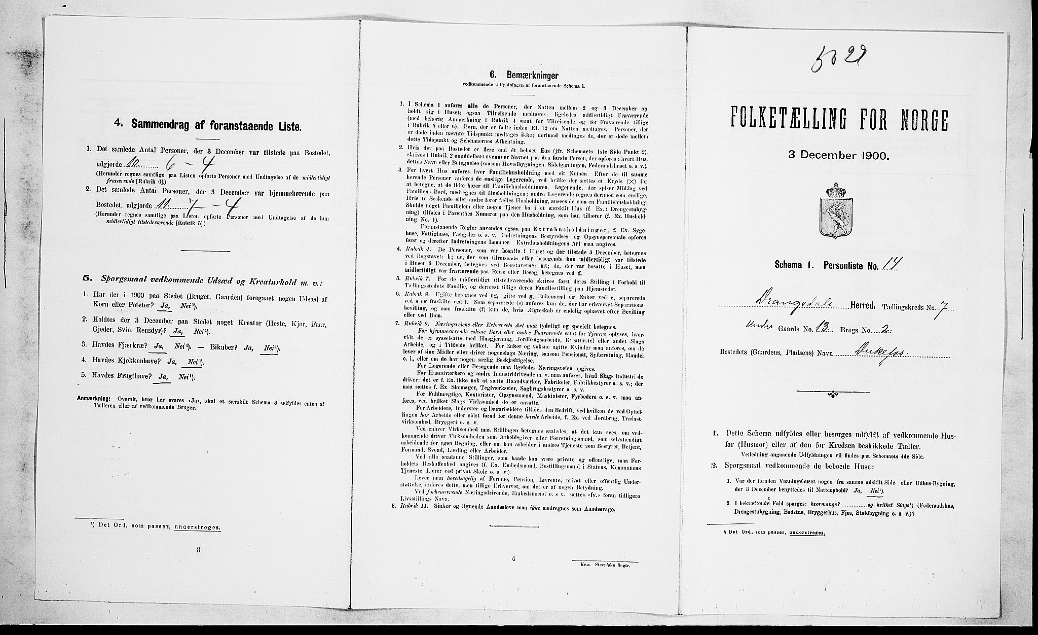 SAKO, Folketelling 1900 for 0817 Drangedal herred, 1900, s. 597