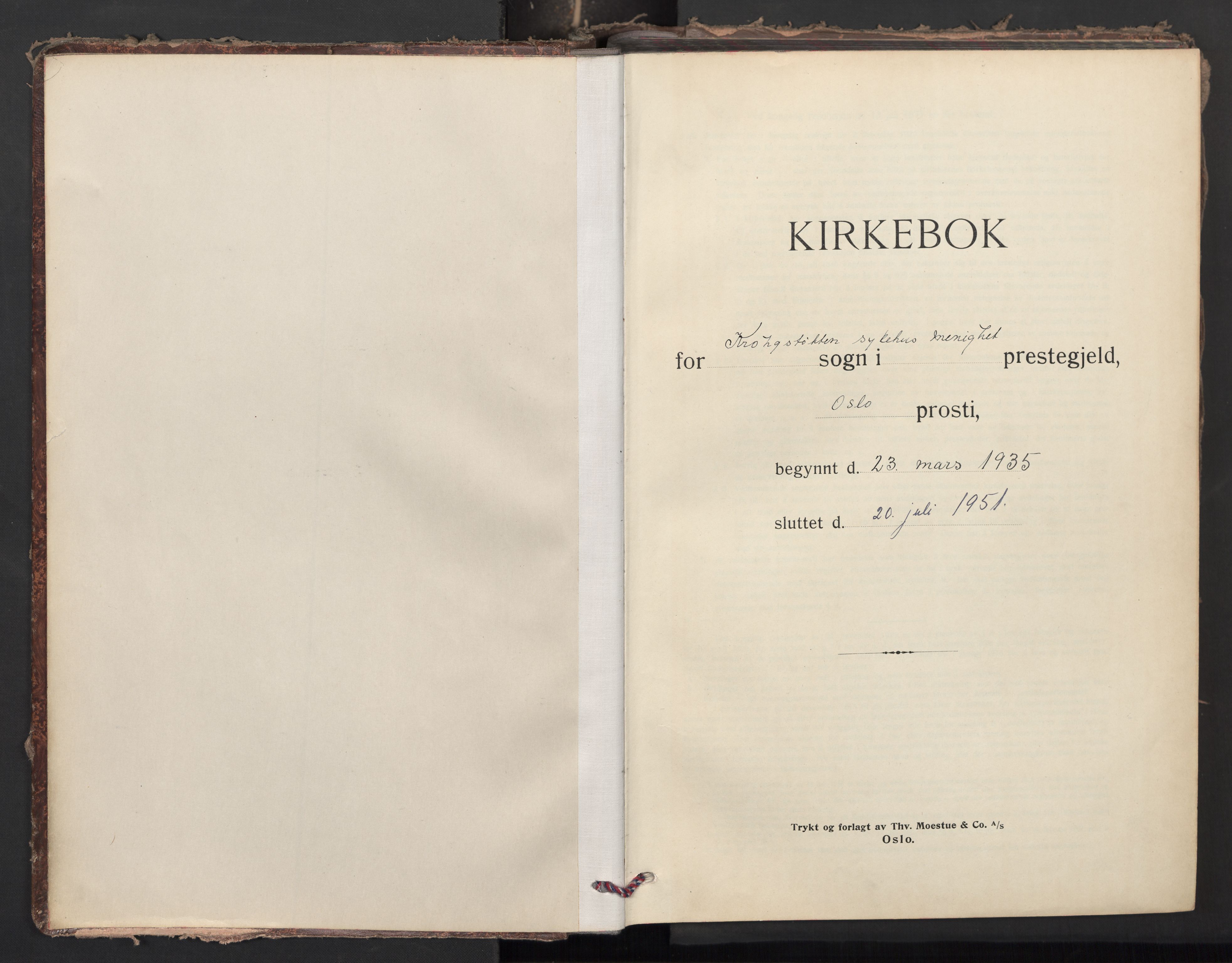 Krohgstøtten sykehusprest Kirkebøker, AV/SAO-A-10854/F/Fa/L0006: Ministerialbok nr. 6, 1935-1951