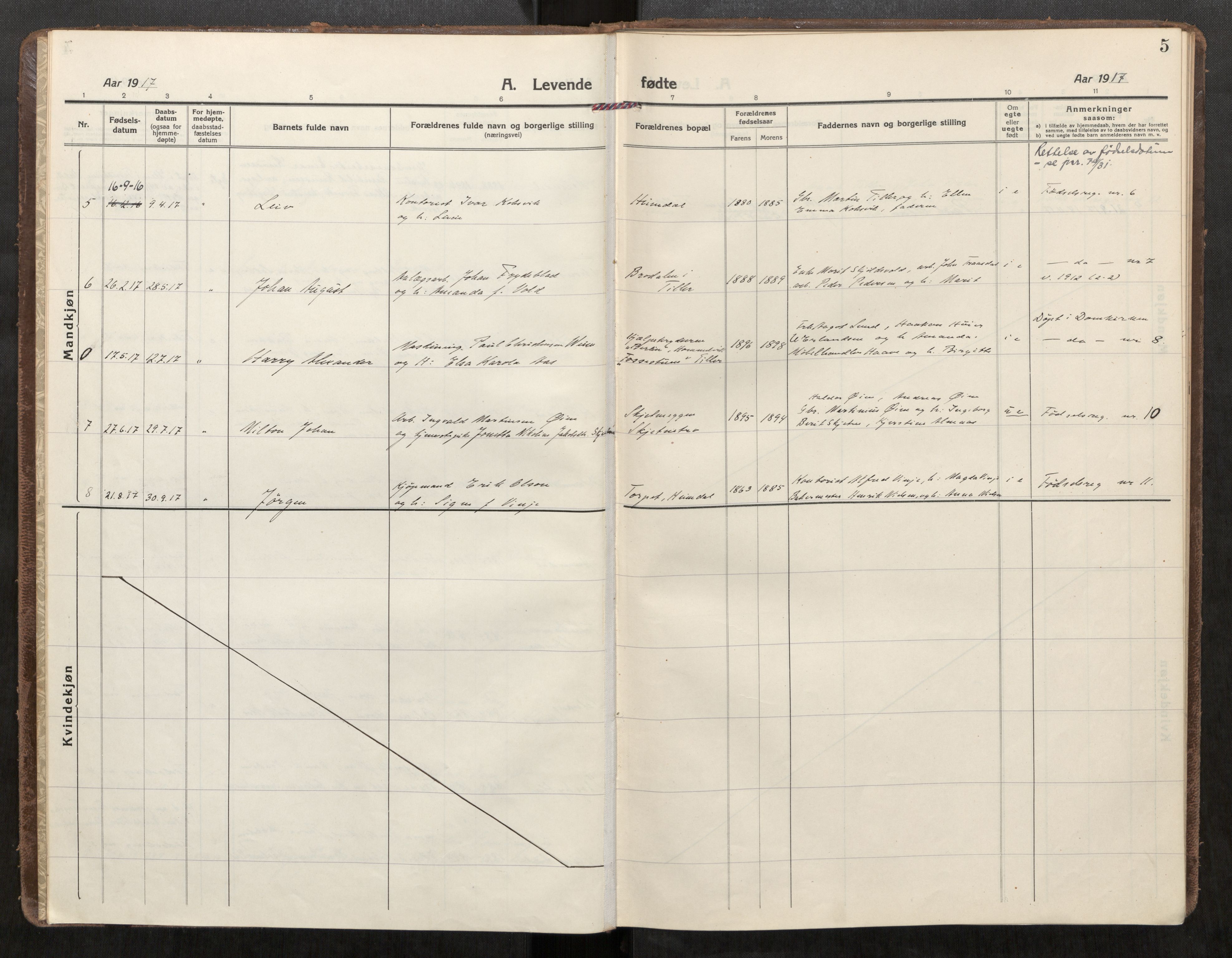 Klæbu sokneprestkontor, SAT/A-1112: Ministerialbok nr. 3, 1917-1924, s. 5