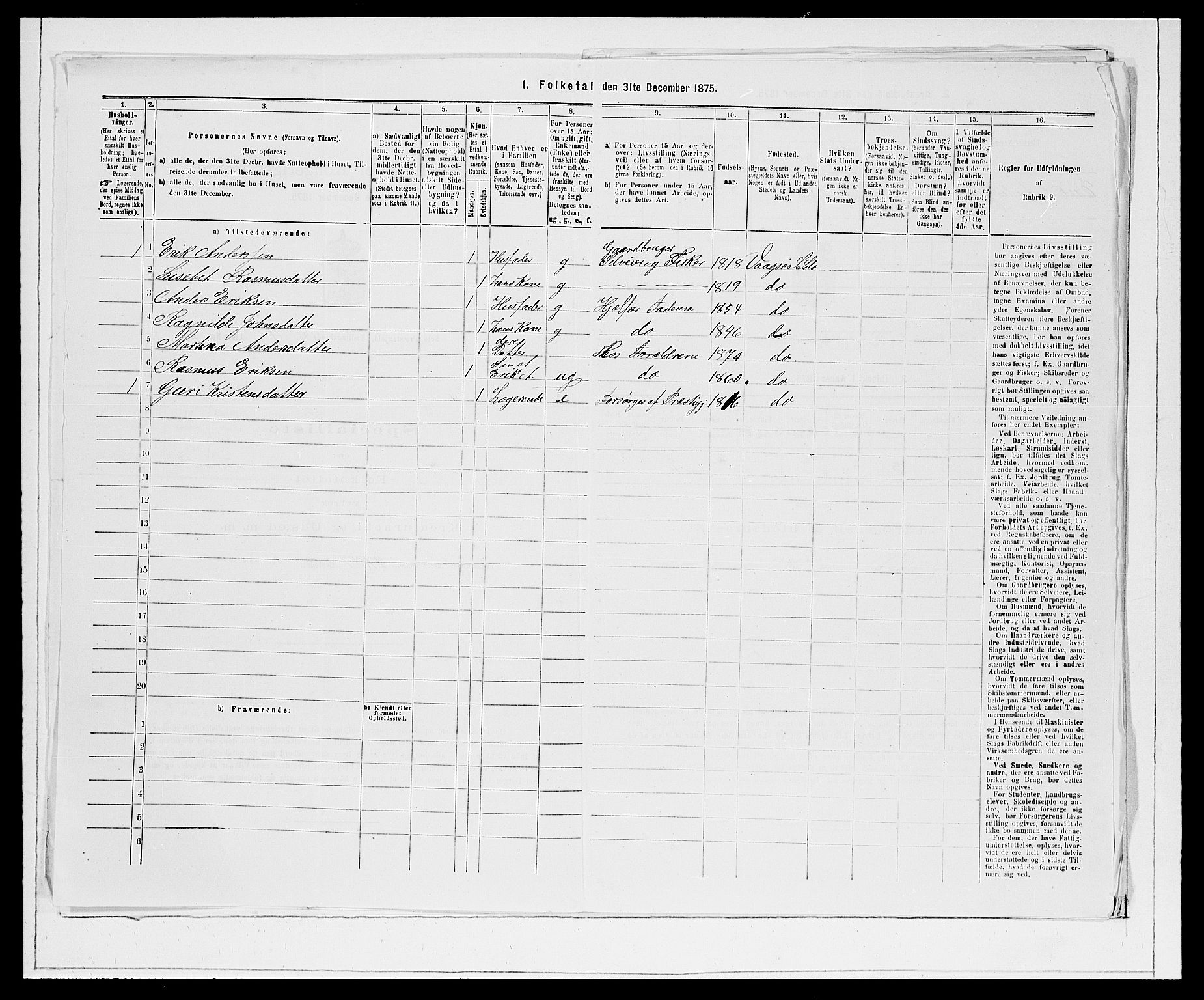 SAB, Folketelling 1875 for 1441P Selje prestegjeld, 1875, s. 469