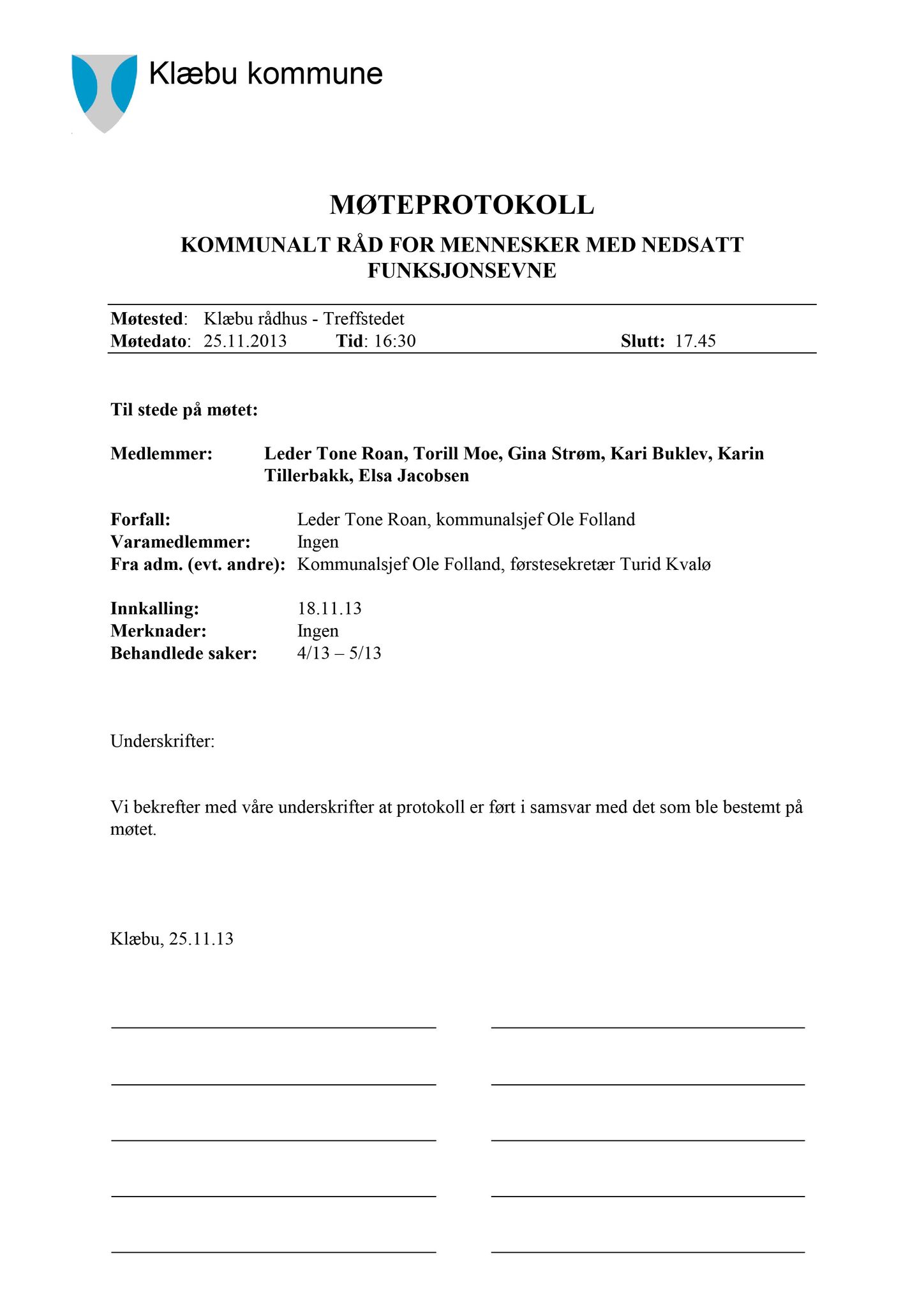 Klæbu Kommune, TRKO/KK/08-KMNF/L003: Kommunalt råd for mennesker med nedsatt funksjonsevne - Møteoversikt, 2013, s. 26