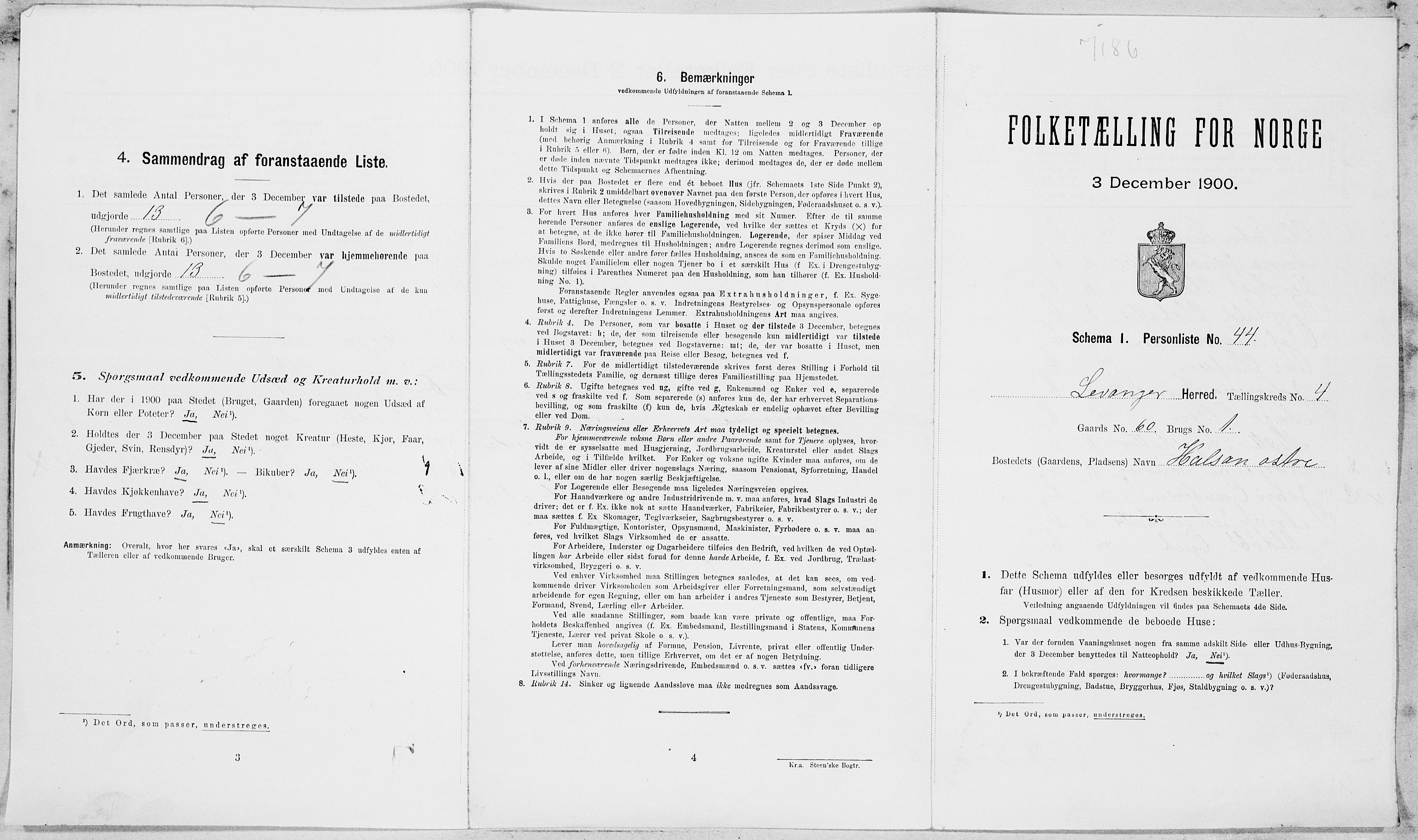 SAT, Folketelling 1900 for 1720 Levanger herred, 1900, s. 693
