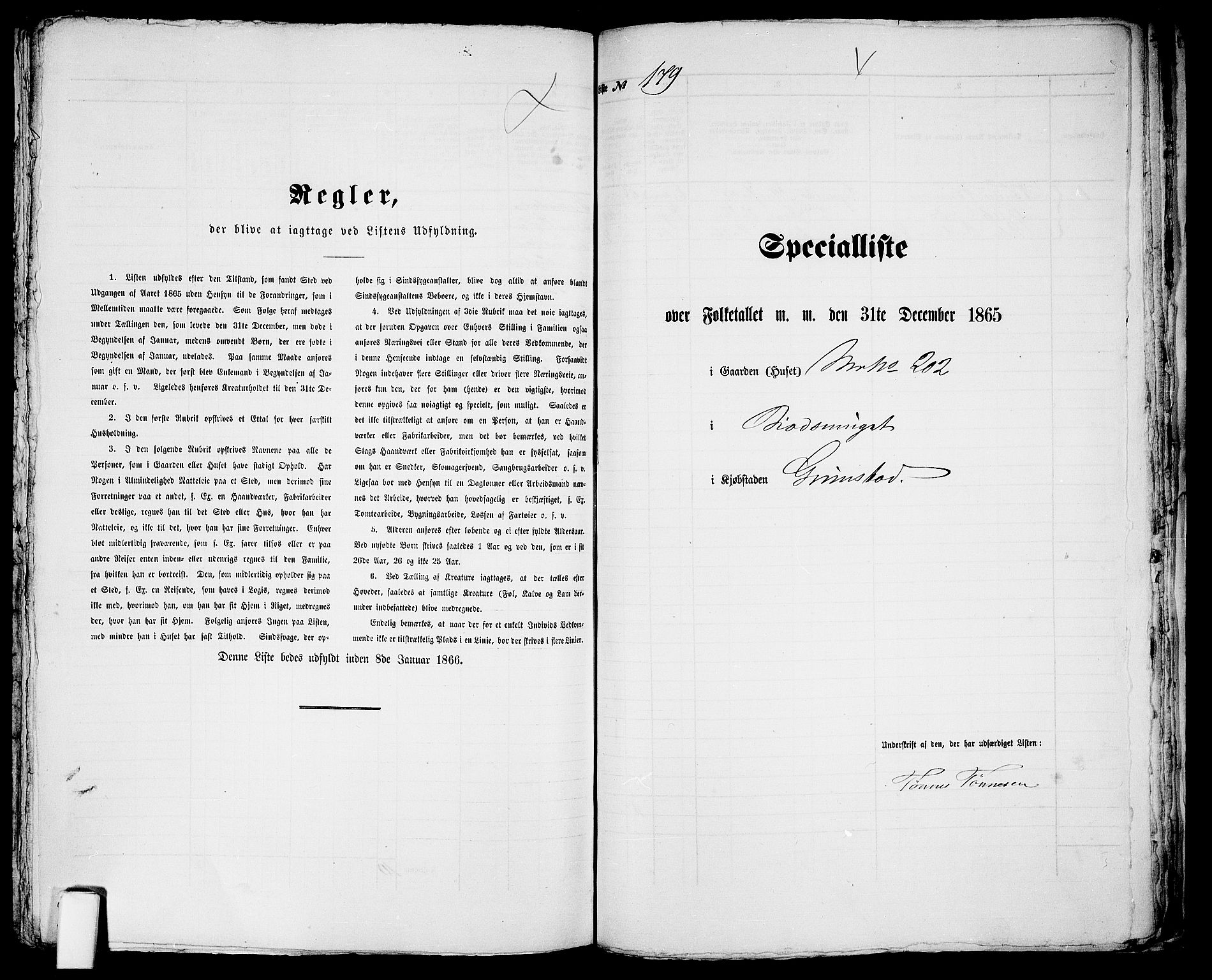 RA, Folketelling 1865 for 0904B Fjære prestegjeld, Grimstad kjøpstad, 1865, s. 364