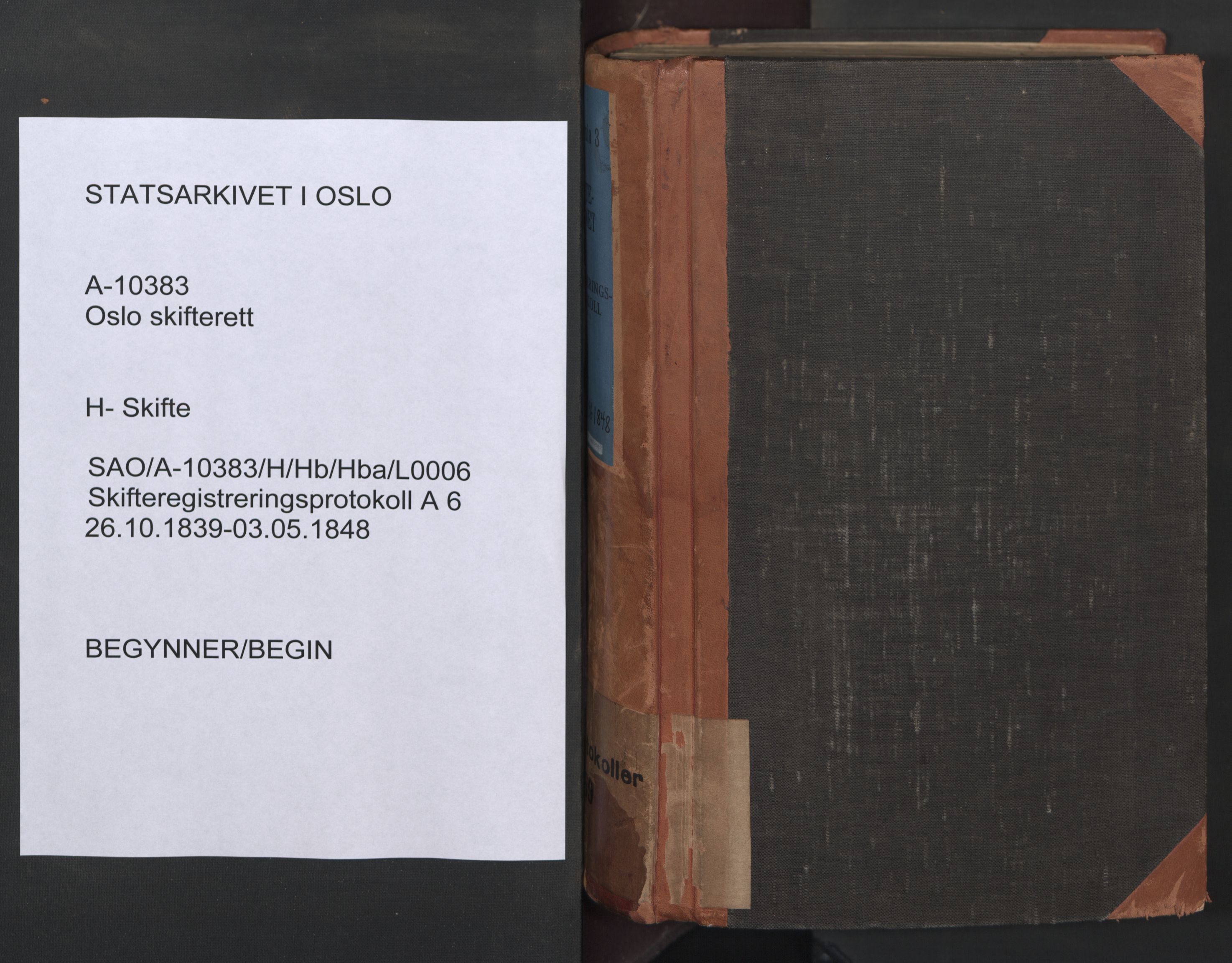 Oslo skifterett, AV/SAO-A-10383/H/Hb/Hba/L0006: Skifteregistreringsprotokoll, 1839-1848