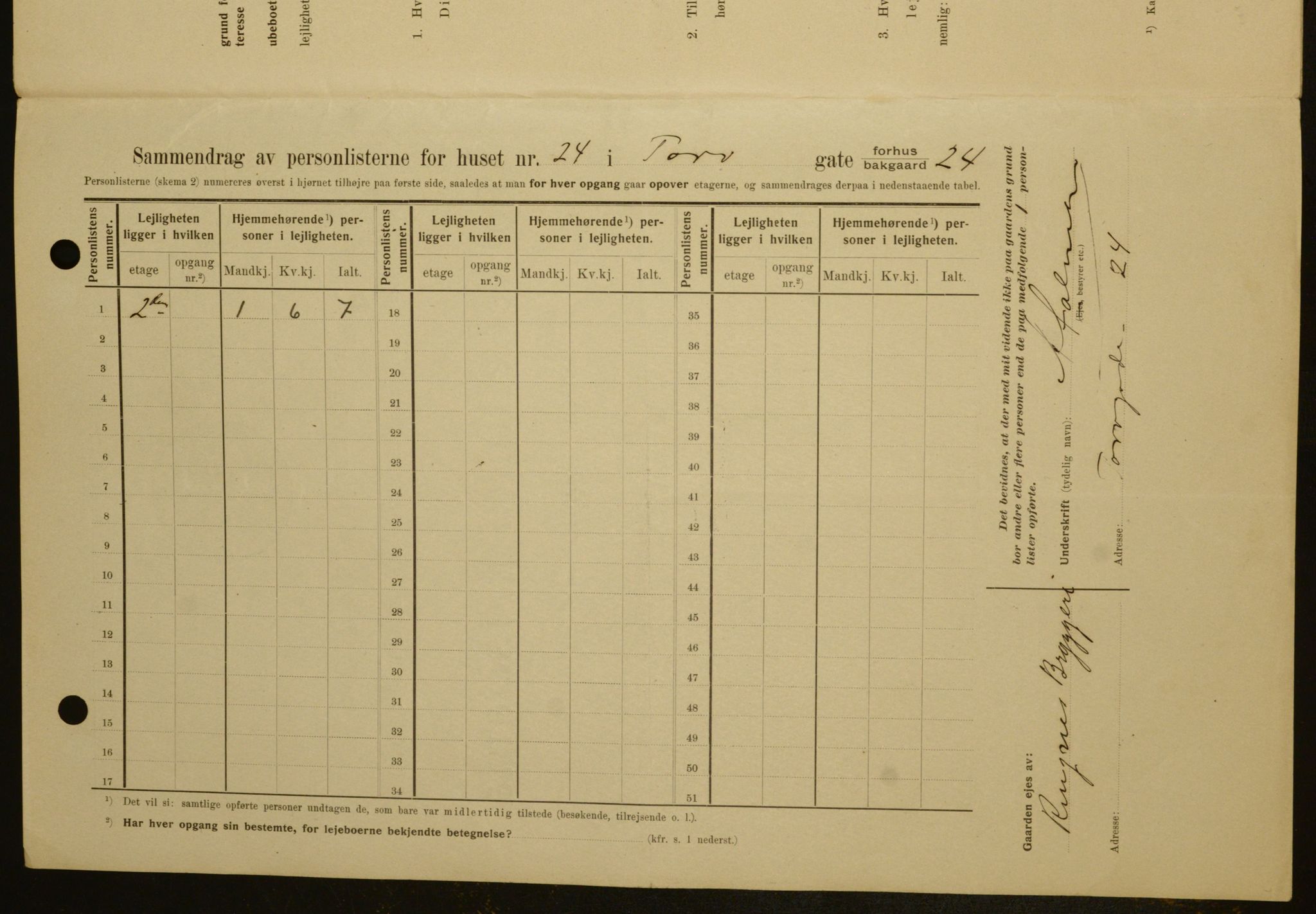 OBA, Kommunal folketelling 1.2.1909 for Kristiania kjøpstad, 1909, s. 103513