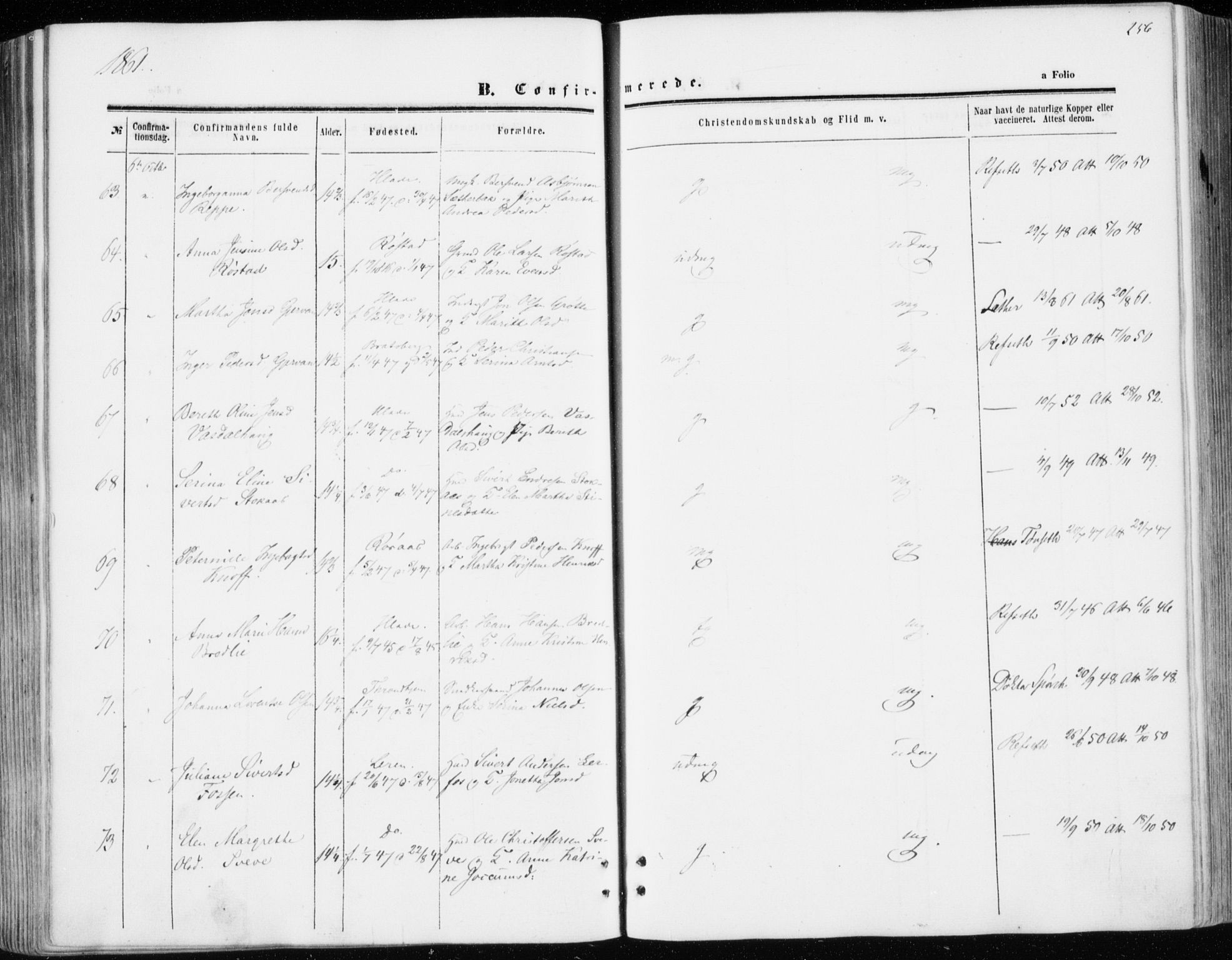 Ministerialprotokoller, klokkerbøker og fødselsregistre - Sør-Trøndelag, SAT/A-1456/606/L0292: Ministerialbok nr. 606A07, 1856-1865, s. 256