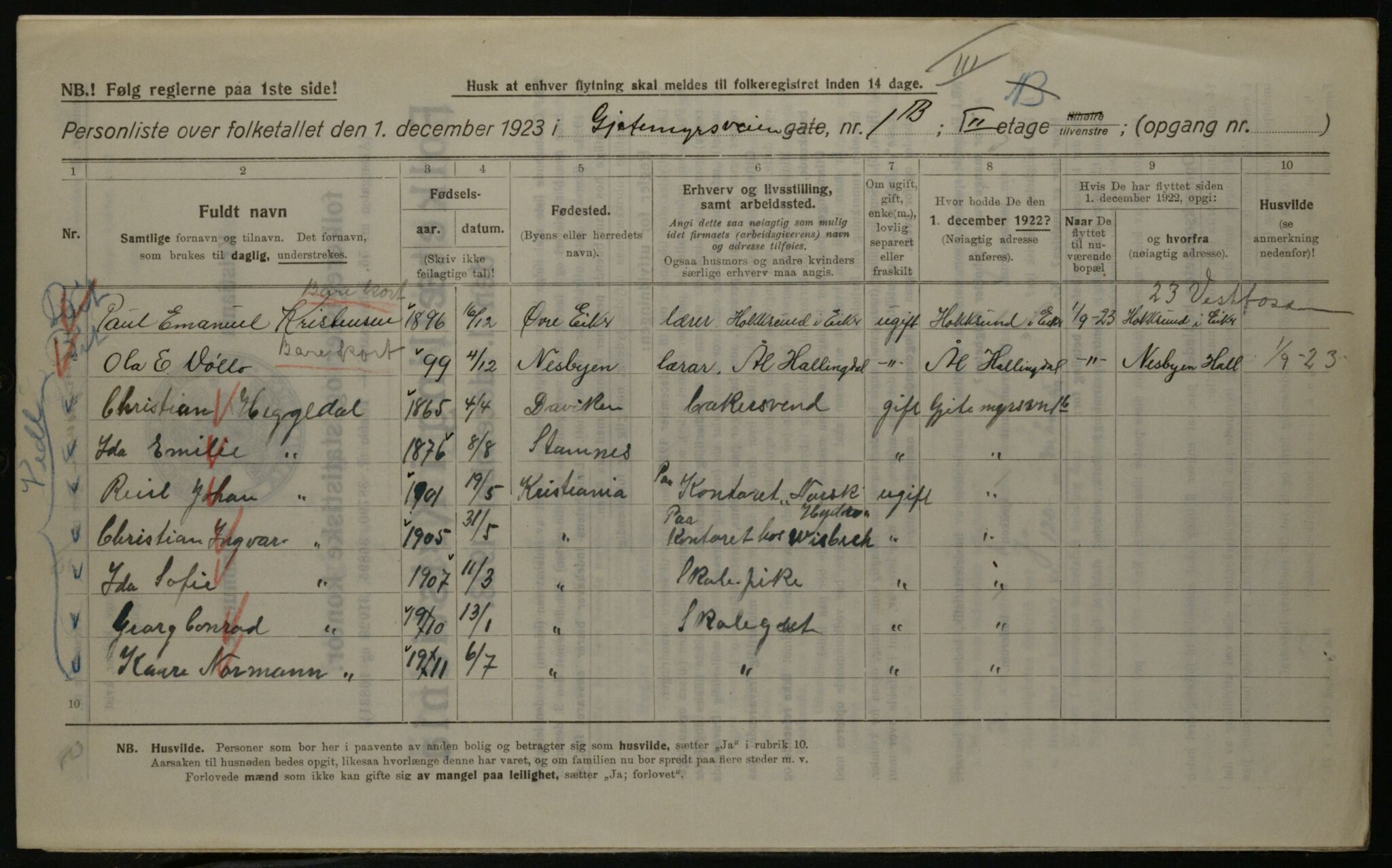 OBA, Kommunal folketelling 1.12.1923 for Kristiania, 1923, s. 32339